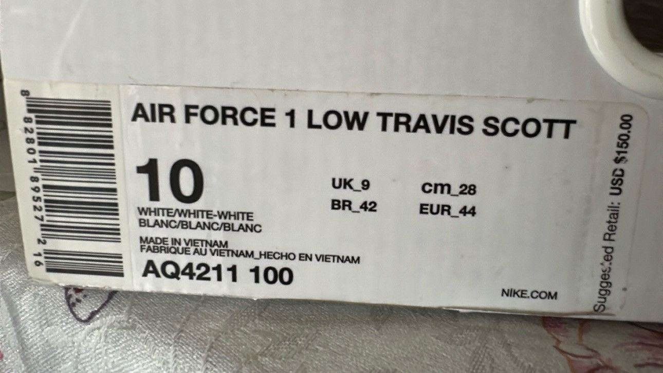 Nike × Travis Scott Travis Scott Air Force 1s 2017 OG ALL Size US 10 / EU 43 - 7 Thumbnail