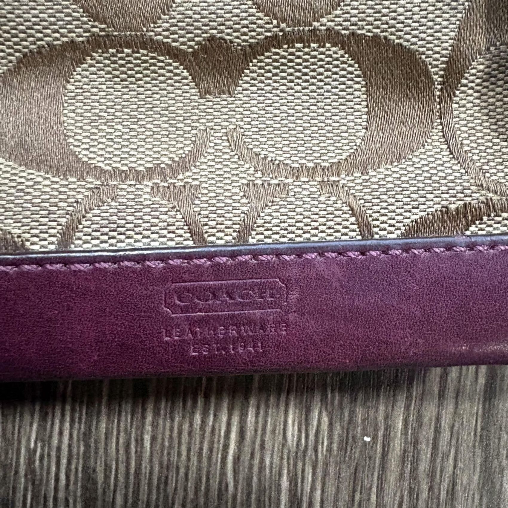 Coach Coach Vintage Signature Canvas Burgundy Leather Coin Purse Wallet Bag Size ONE SIZE - 5 Thumbnail