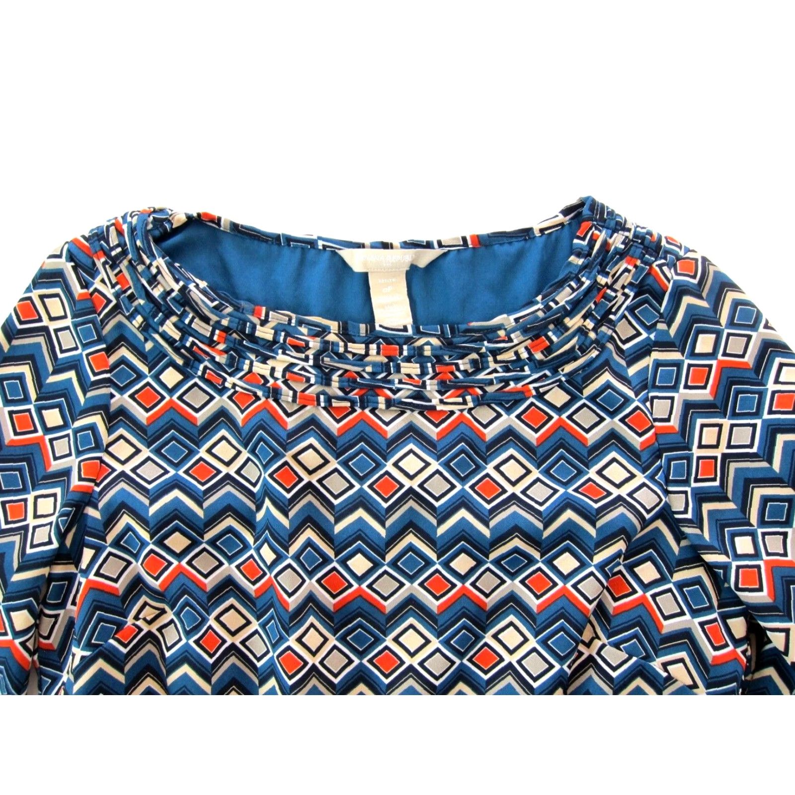 Banana Republic Banana Republic Blue Red Geometric Retro 3/4 Sleeve Sheath Dress 0P Size XS / US 0-2 / IT 36-38 - 4 Thumbnail