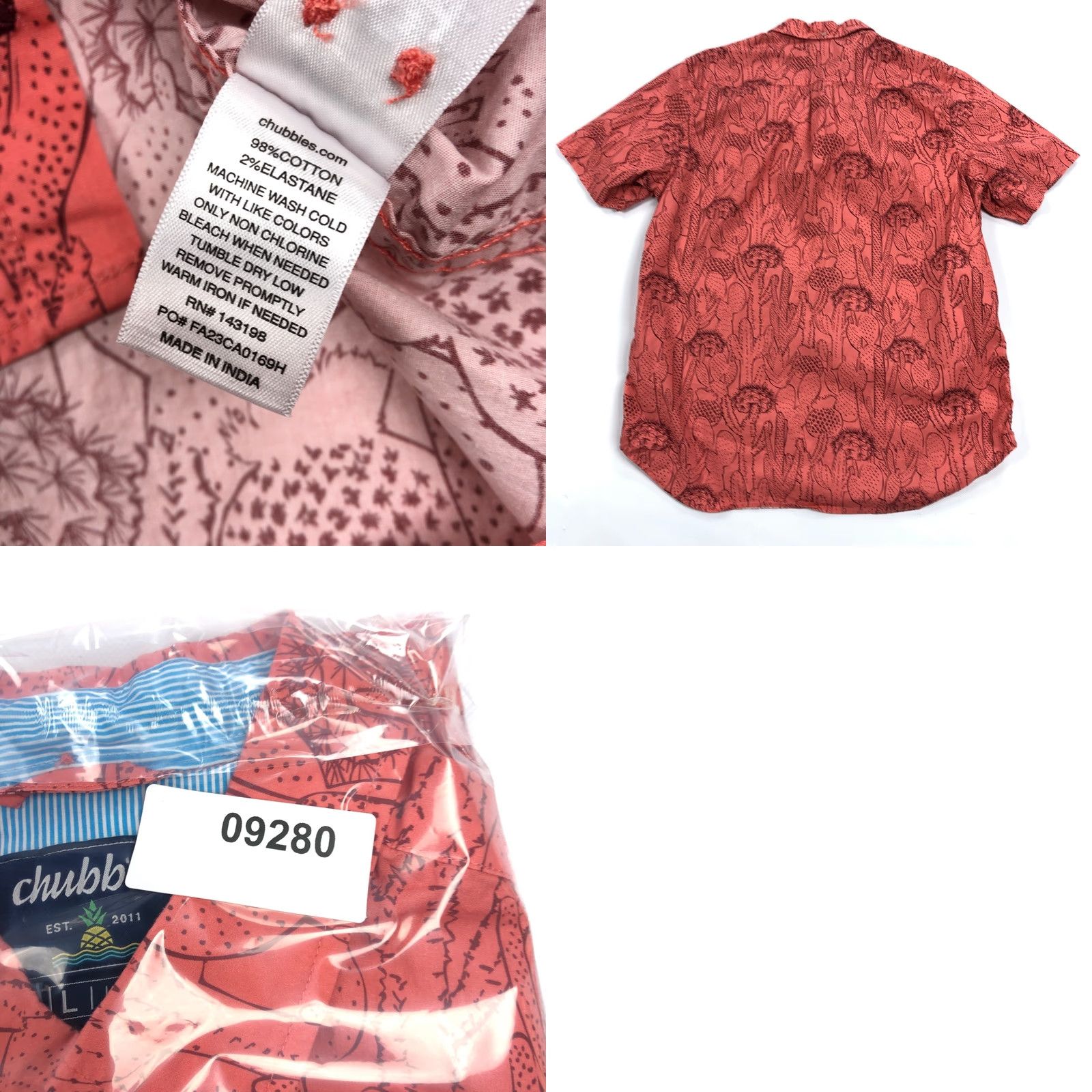 Chubbies Chubbies Shirt Mens Large Cactus Print Short Sleeve Button Up Size US L / EU 52-54 / 3 - 8 Thumbnail
