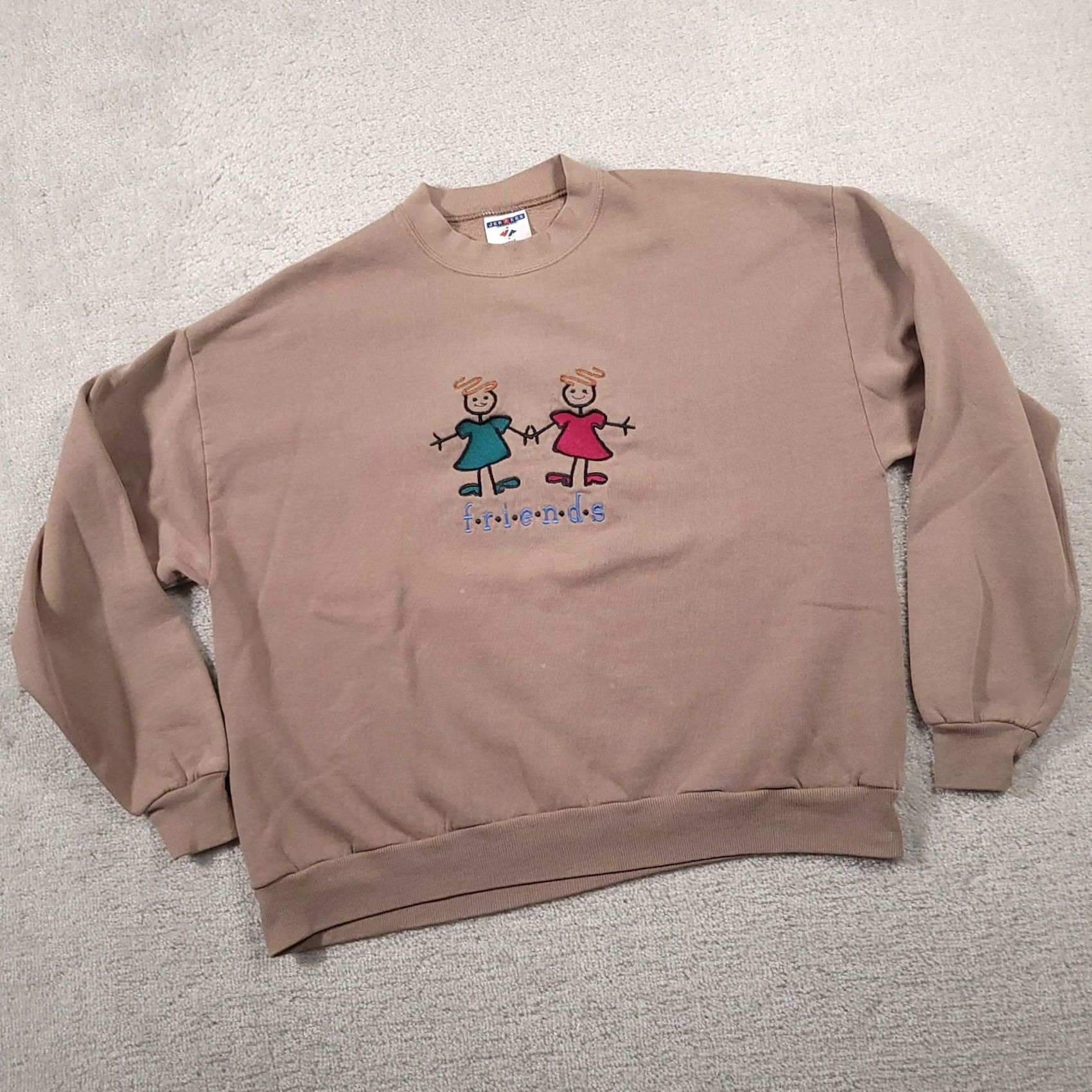 Jerzees VINTAGE Jerzees Crewneck Sweatshirt Women's XL Brown Embroidered Friends USA Made Sweatshirt 90s USA Mens Girls Size XL / US 12-14 / IT 48-50 - 2 Thumbnail