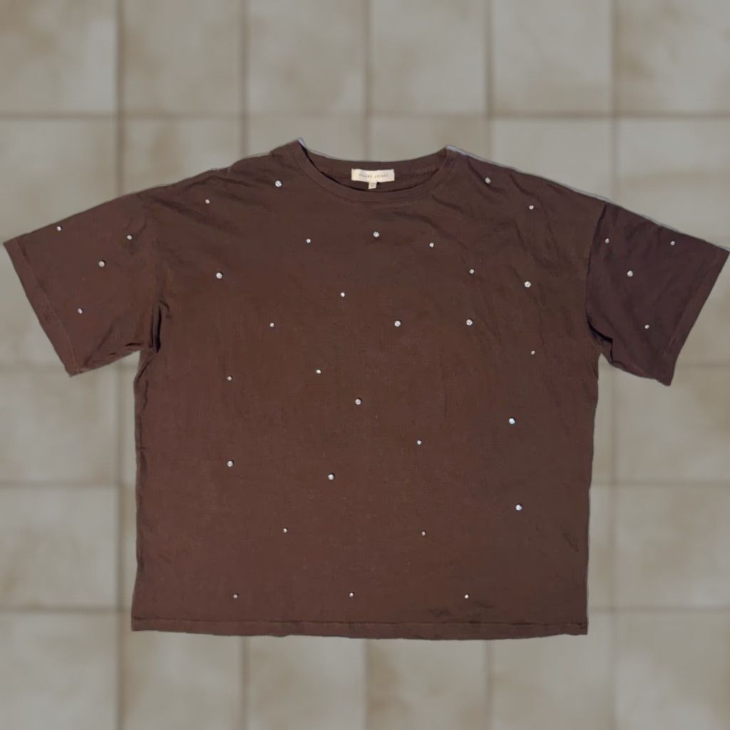 Vintage Gilded Intent T-Shirt Short Sleeve Crew Neck One Size Brown Logo Rhinestone Bling Casual Womens Vintage: No Size ONE SIZE - 1 Thumbnail