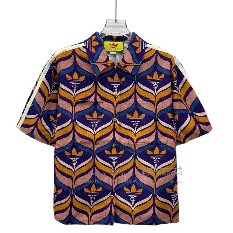 Gucci Gucci Multi-colour logo print full-print cotton lapel sing Size S / US 4 / IT 40 - 1 Thumbnail