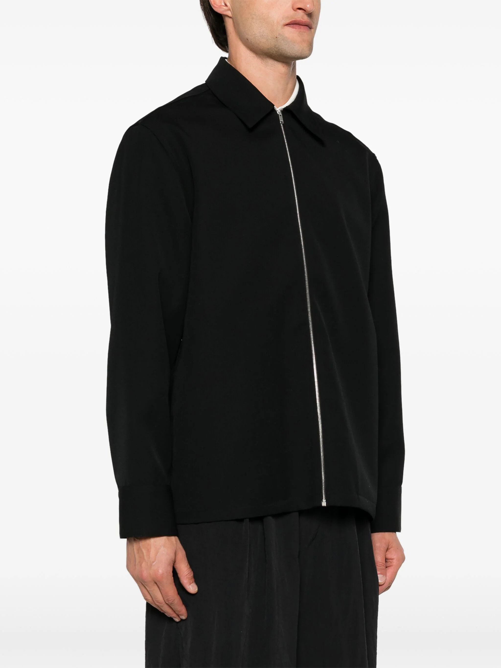 Jil Sander o1s22i1n1024 Zippered Overshirt in Black Size US M / EU 48-50 / 2 - 3 Thumbnail