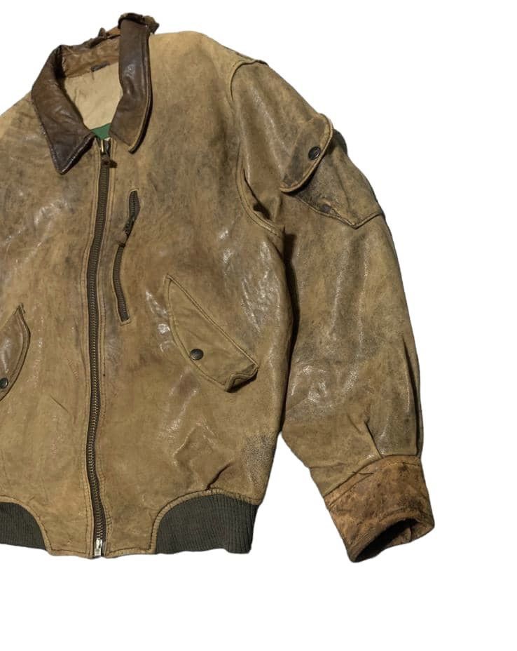 Vintage Trashed Vintage 80s Airbone Flight Bomber Leather Jacket Size US L / EU 52-54 / 3 - 2 Thumbnail