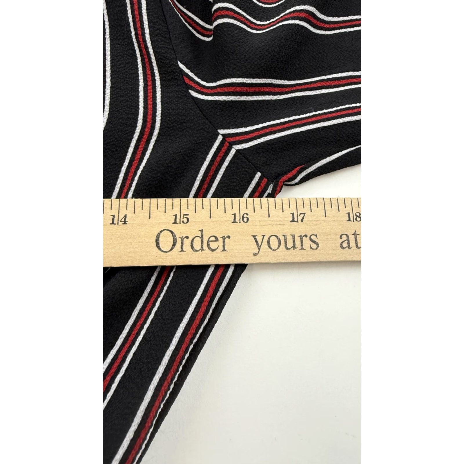 Vintage Sadie & Sage Blouse Womens XS Black Red White Striped Long Sleeve Peplum Top Size XS / US 0-2 / IT 36-38 - 8 Thumbnail