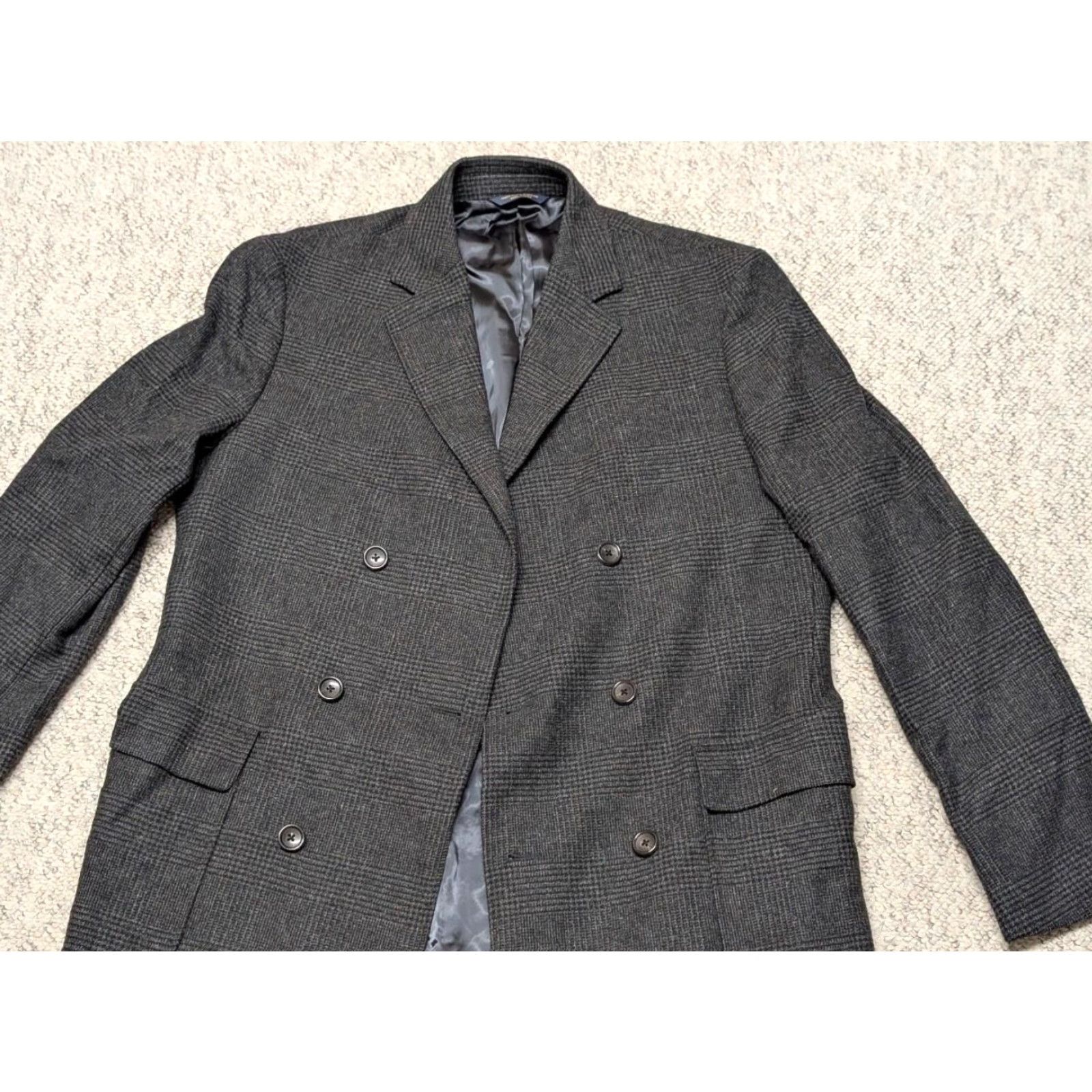 Brooks Brothers VINTAGE Brooks Brothers Overcoat 42L Charcoal Tweed Wool Mens Coat Long Large 42 Chest Plaid Event 40s 50s Mens Size US XS / EU 42 / 0 - 4 Thumbnail