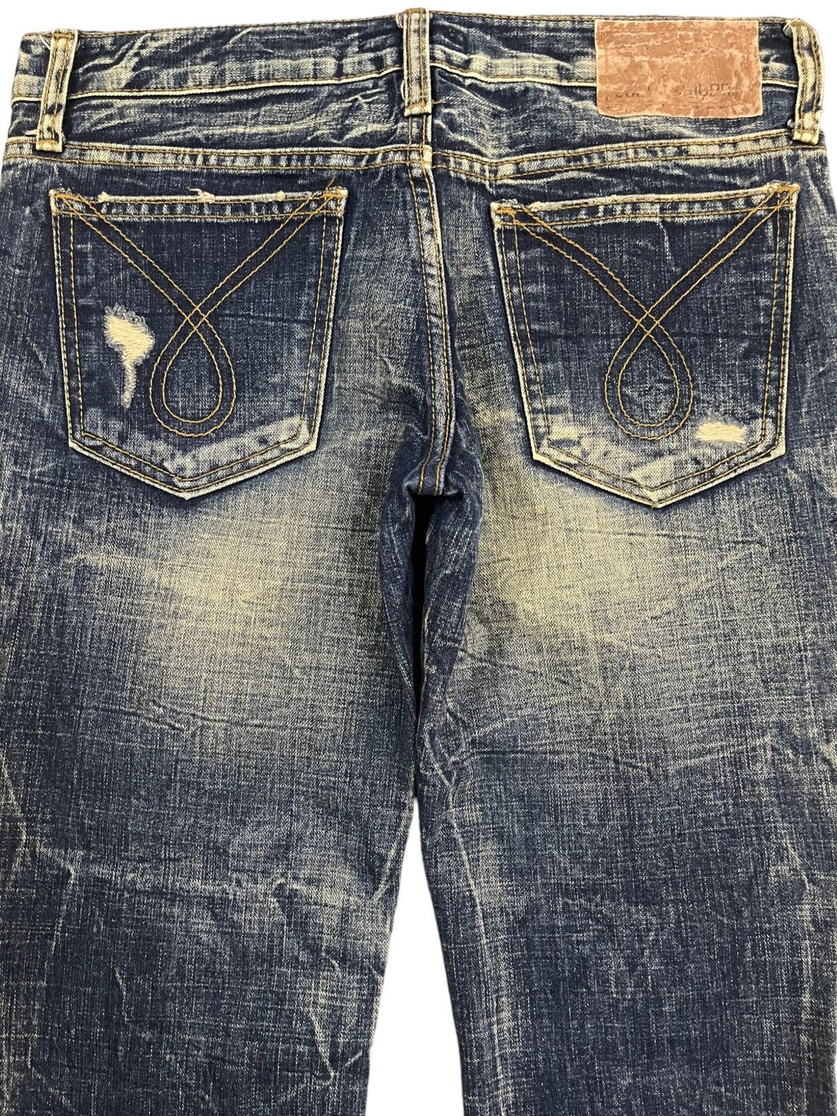 14th Addiction Vintage Japanese Brand Blue Wash Distressed Flare Jeans Size US 30 / EU 46 - 4 Thumbnail