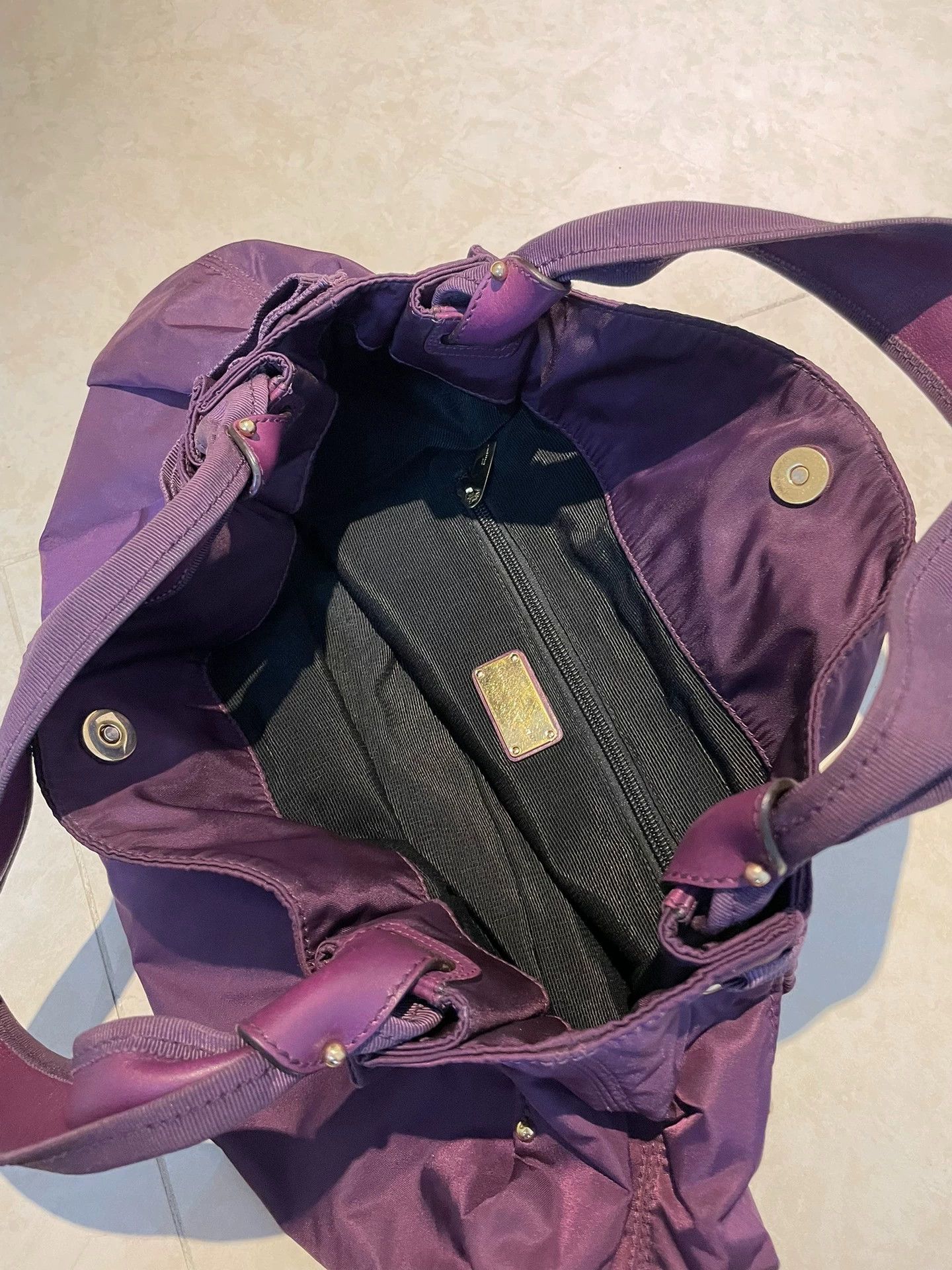 Prada Prada Nylon Studded Shoulder Bag Deep Purple Size ONE SIZE - 4 Thumbnail