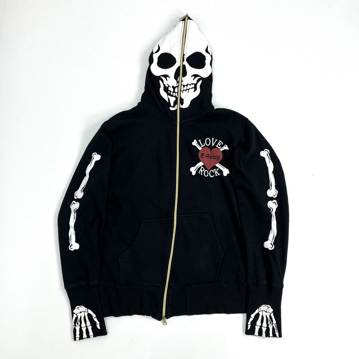 If Six Was Nine 2000s Skeleton Dangerous Warning “Love Rock” Full Zip Hoodie Size US M / EU 48-50 / 2 - 1 Thumbnail