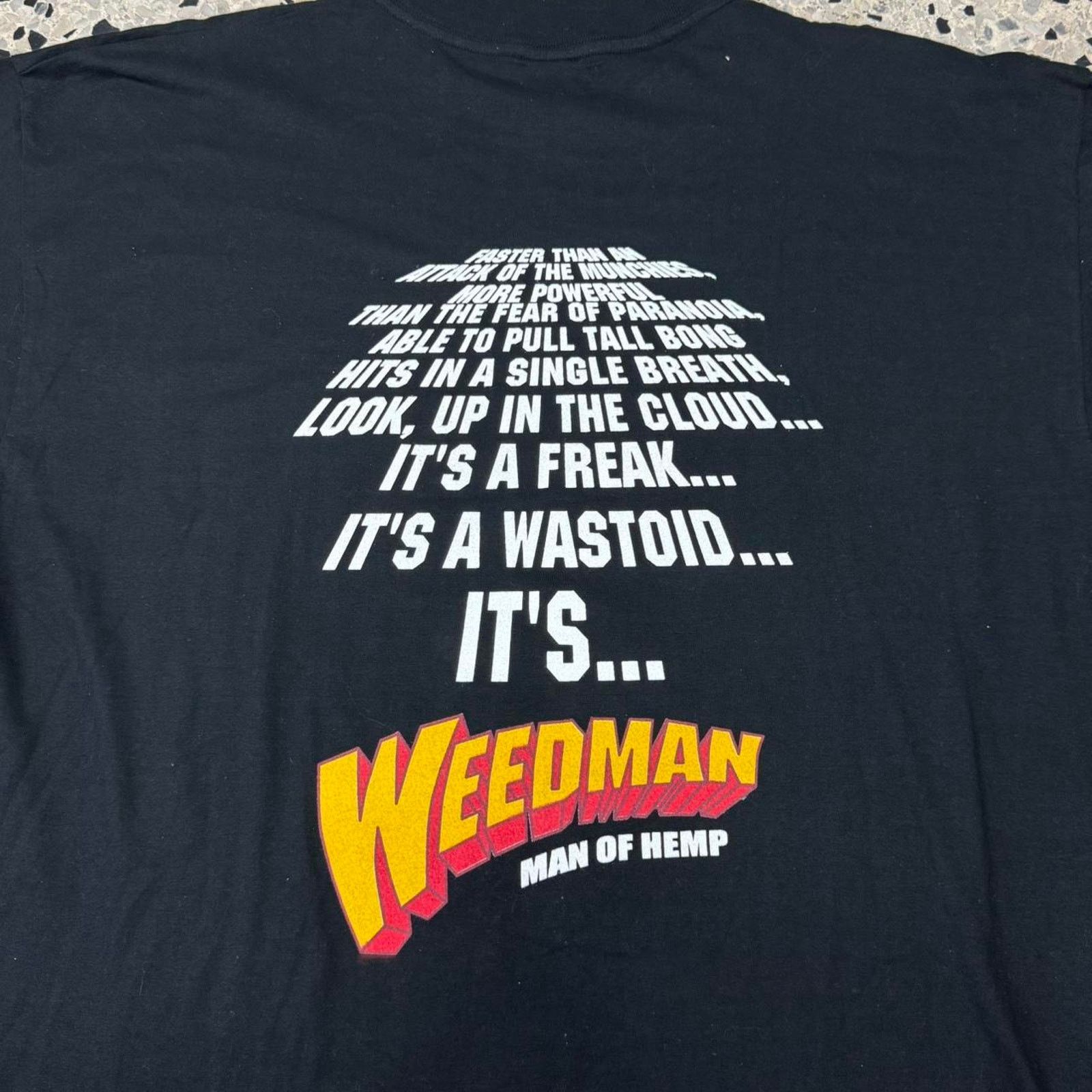 Fruit Of The Loom × Other × Vintage VINTAGE Y2K WEEDMAN MAN OF HEMP SUPERHERO PARODY TEE: Size US L / EU 52-54 / 3 - 5 Thumbnail