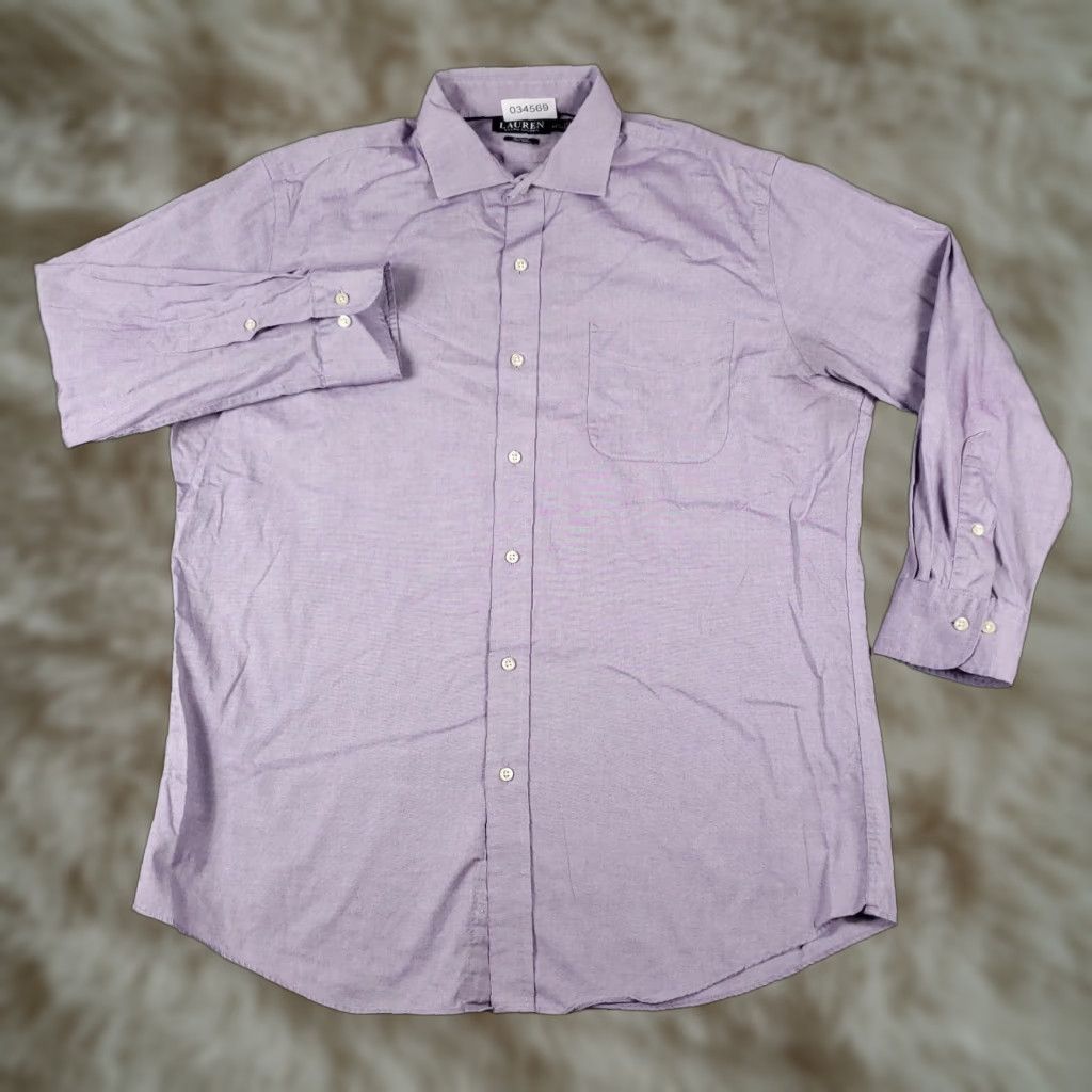 Ralph Lauren Ralph Lauren Shirt Mens 17 Purple Dress Button-Down Long Sleeve - Classic Business Casual Woven Cotton Shirt, Regular Fit, Purple, 17 Neck, Adult Mens Size 46R - 1 Thumbnail