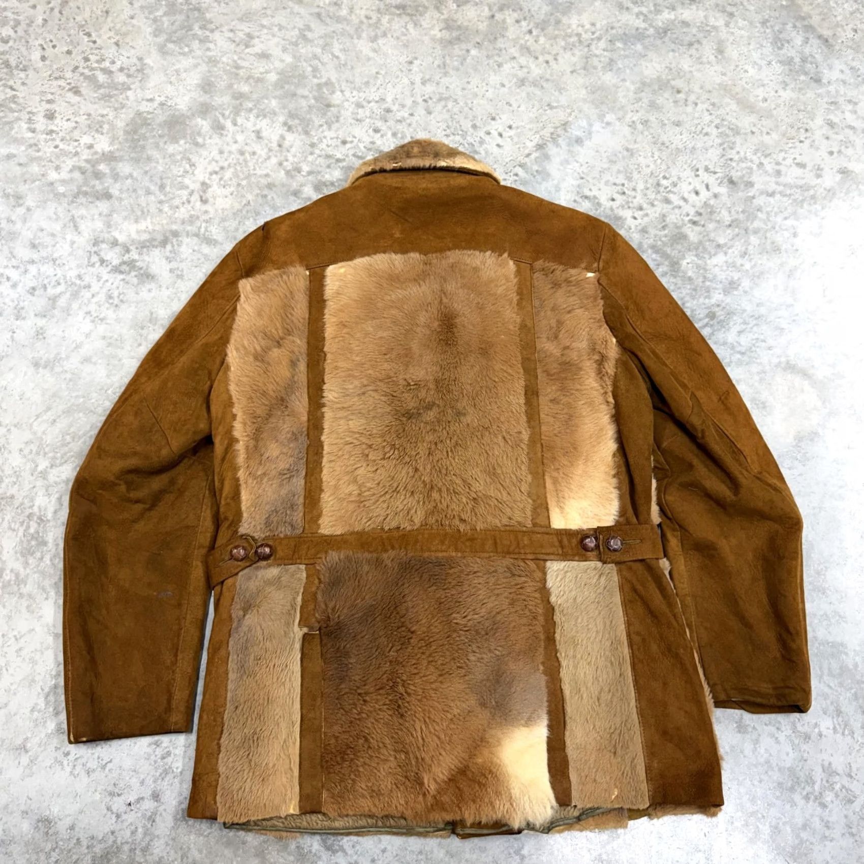 Vintage Vintage Robert Lewis Coat Mens 40 Brown Fur Shearling Grizzly Overcoat Wool Lined Belted Buttoned Fur Trim Classic Casual Winter Mens Size US XXS / EU 40 - 4 Thumbnail
