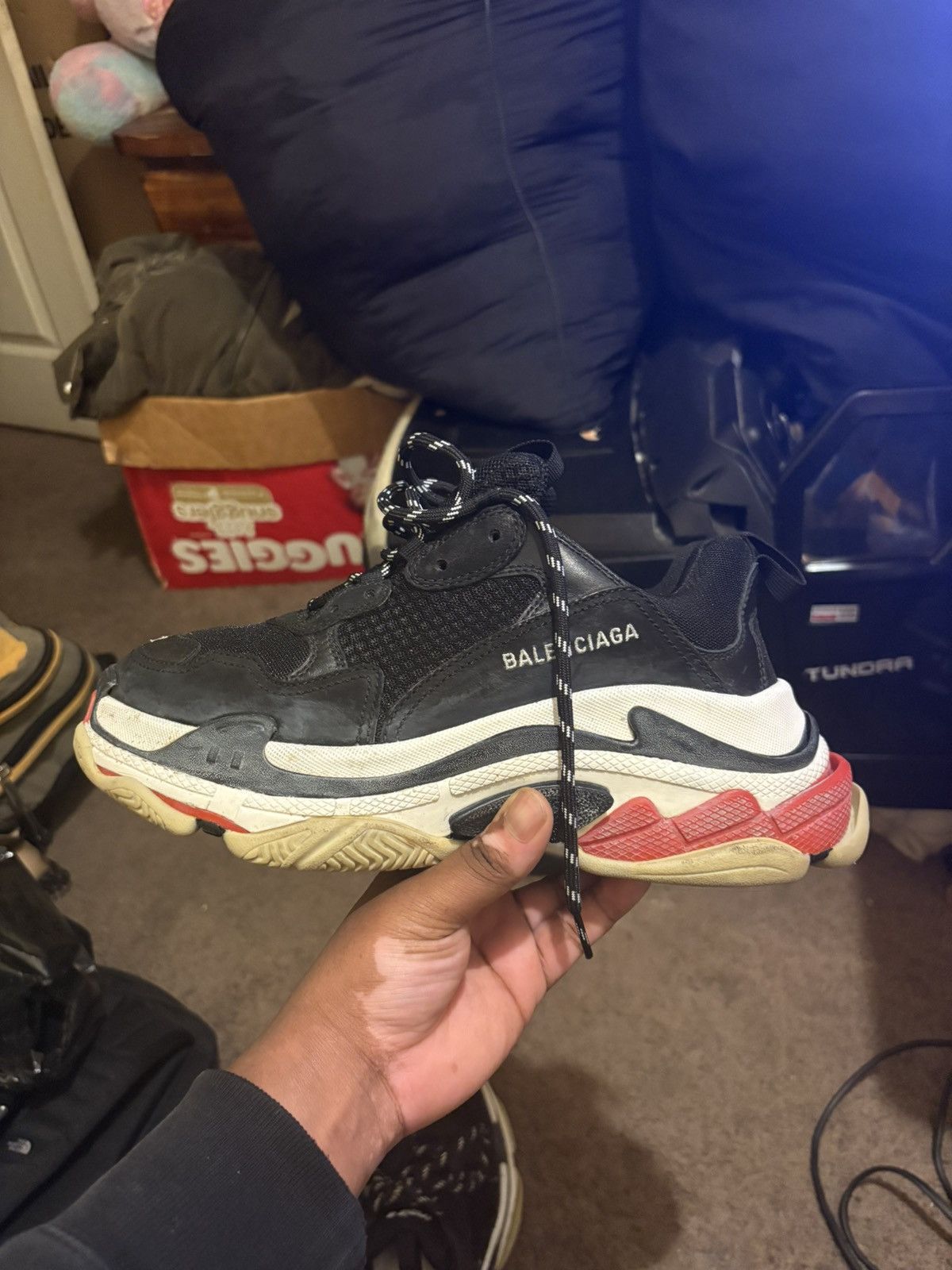 Balenciaga Balenciaga Triple S Black Red Size 41 Size US 8 / EU 41 - 8 Thumbnail