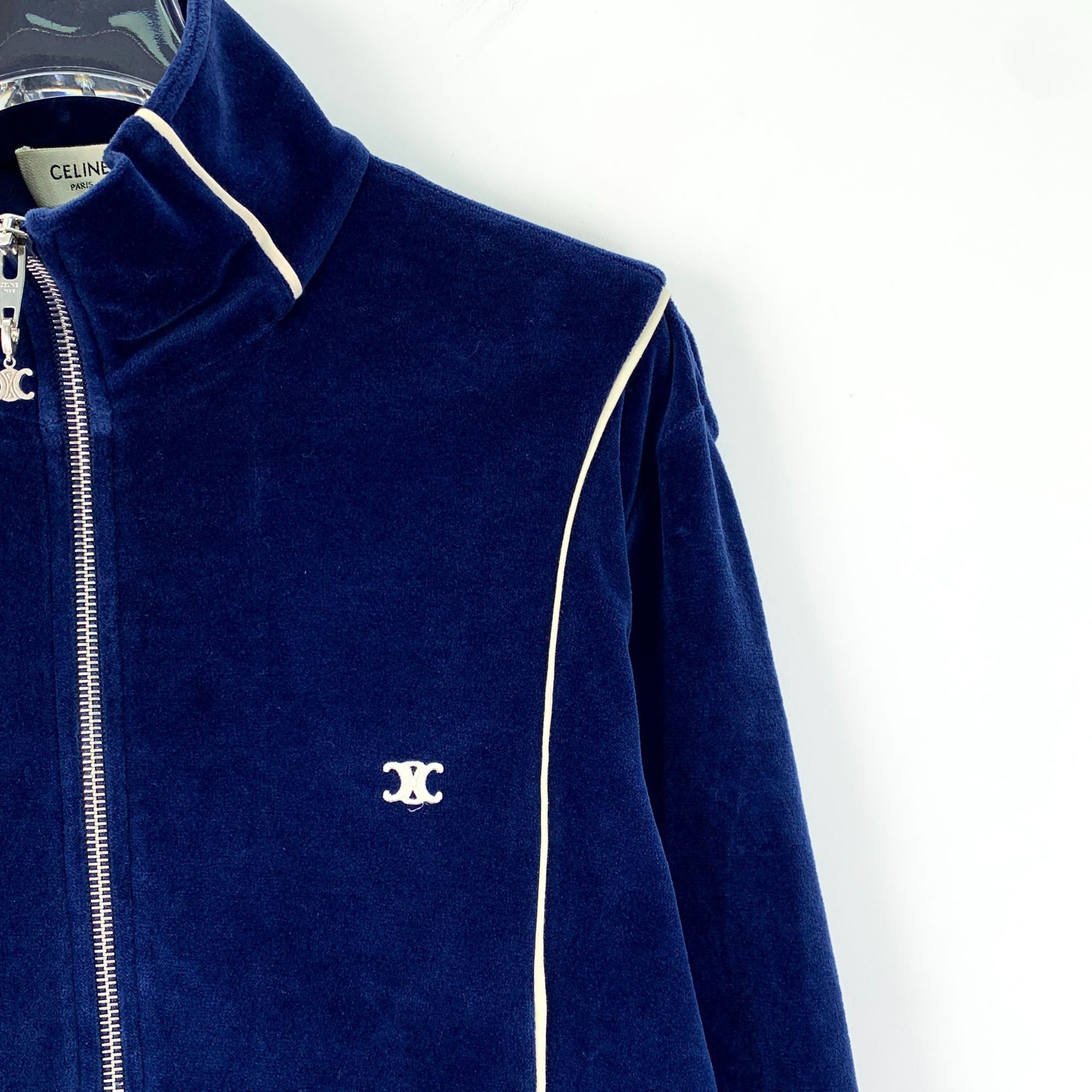 Celine Celine Paris Deep Blue Cotton Blend Zip-Up Jacket XS With Ar Size XS / US 0-2 / IT 36-38 - 7 Thumbnail
