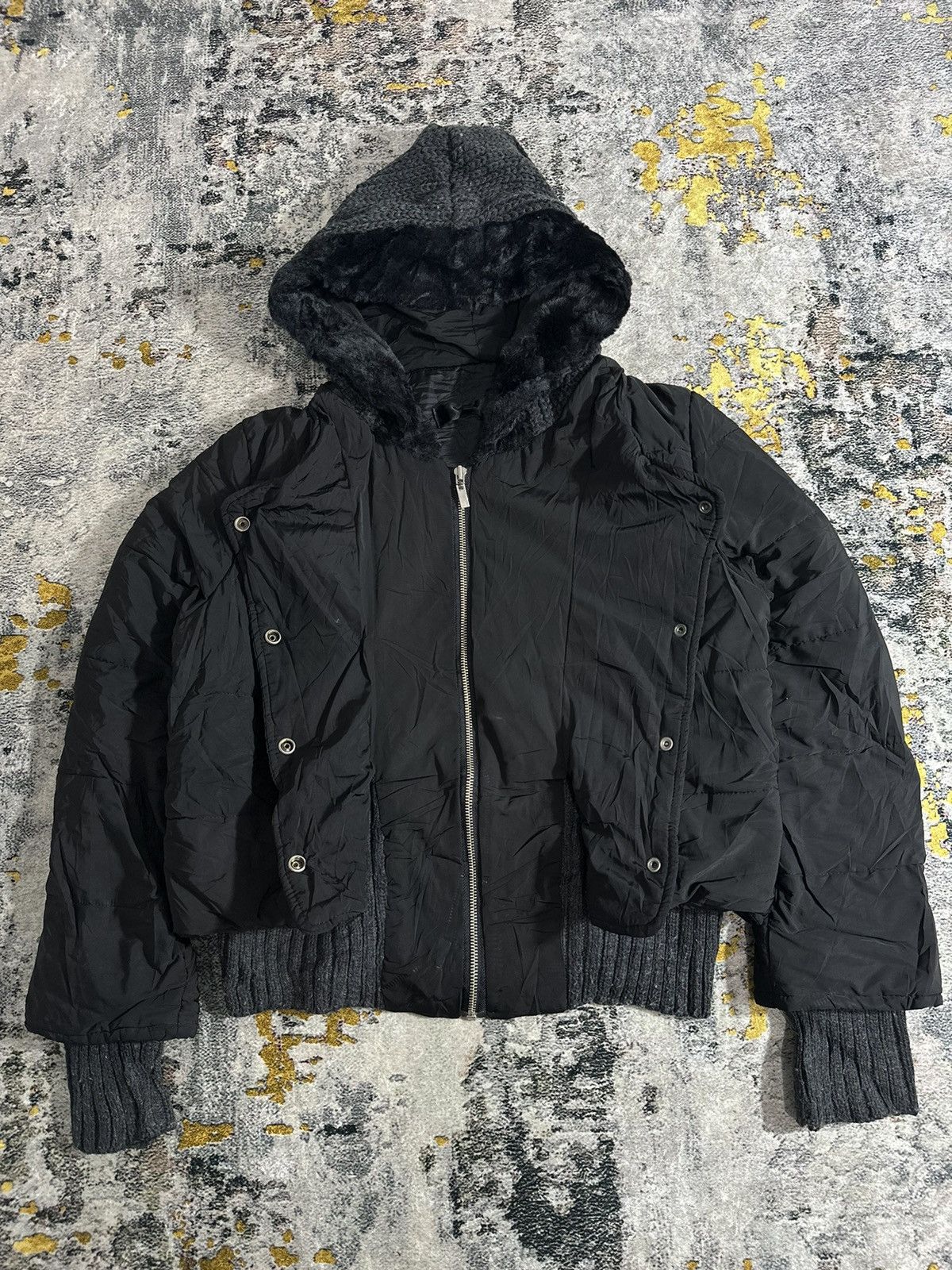 Japanese Brand 2000s DOUBLE LAYER LGB STYLE OPIUM MOHAIR HOOD JACKET Size US M / EU 48-50 / 2 - 4 Thumbnail
