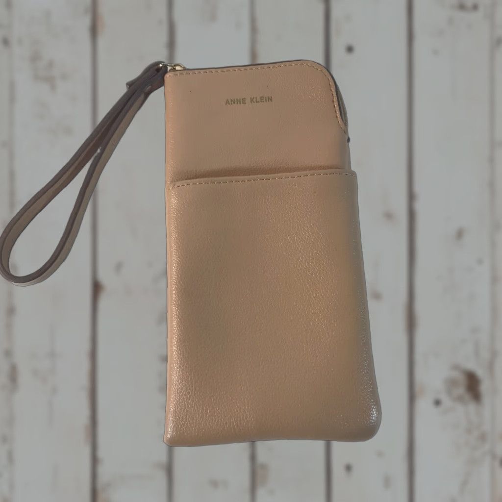 Anne Klein Anne Klein Beige Leather Wristlet Phone Case S - Solid Modern Womens Size ONE SIZE - 1 Thumbnail