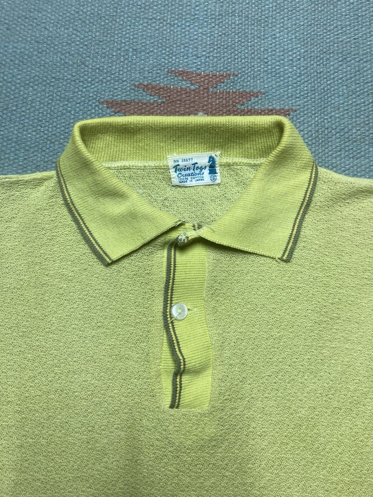 Vintage 1960s short sleeve polo shirt jacquard knit men’s small boxy Size US S / EU 44-46 / 1 - 3 Thumbnail