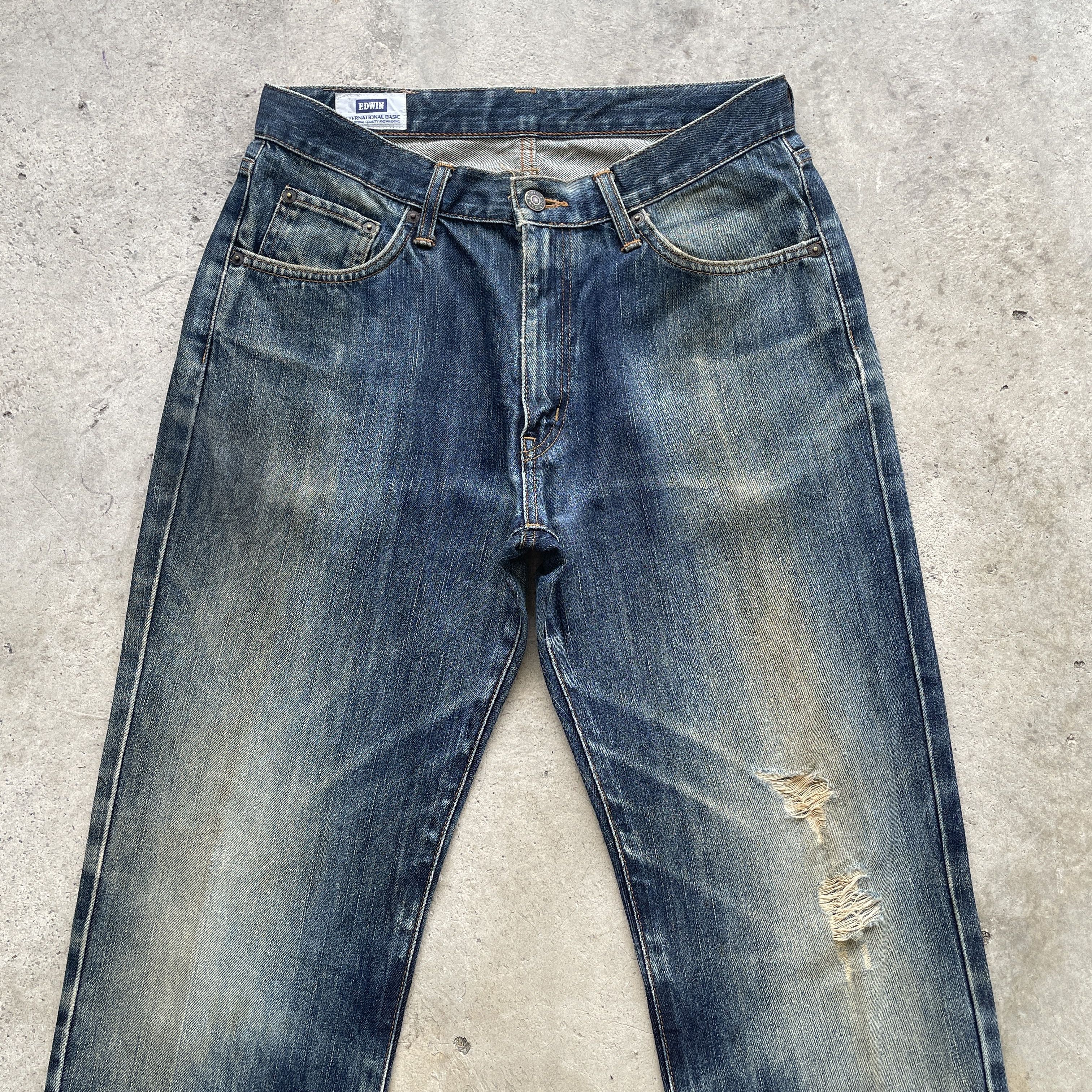 Edwin Vintage Edwin 403 Faded Jeans Mudwash Denim Distressed Pants Size US 31 - 3 Thumbnail