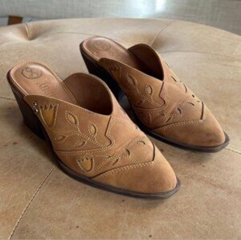 Other Women's Sam & Libby Brown Embroidered Mules Size 9 Size US 9 / IT 39 - 1 Thumbnail