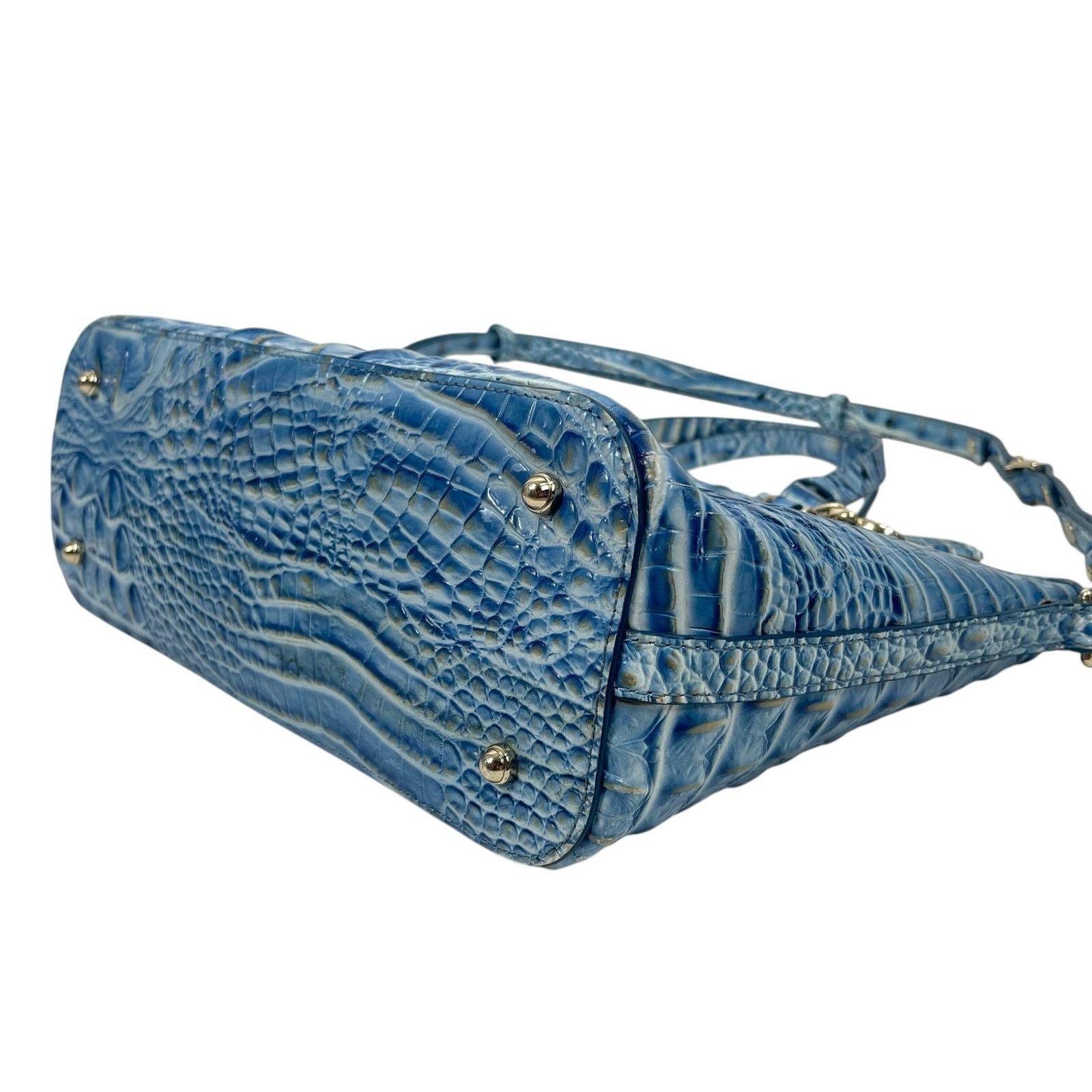 Brahmin Blue (Cerulean) Croc Embossed Leather Mini Backpack Brahmin Mini Asher Tote Satchel Bag Melbourne Cerulean Blue main image 3