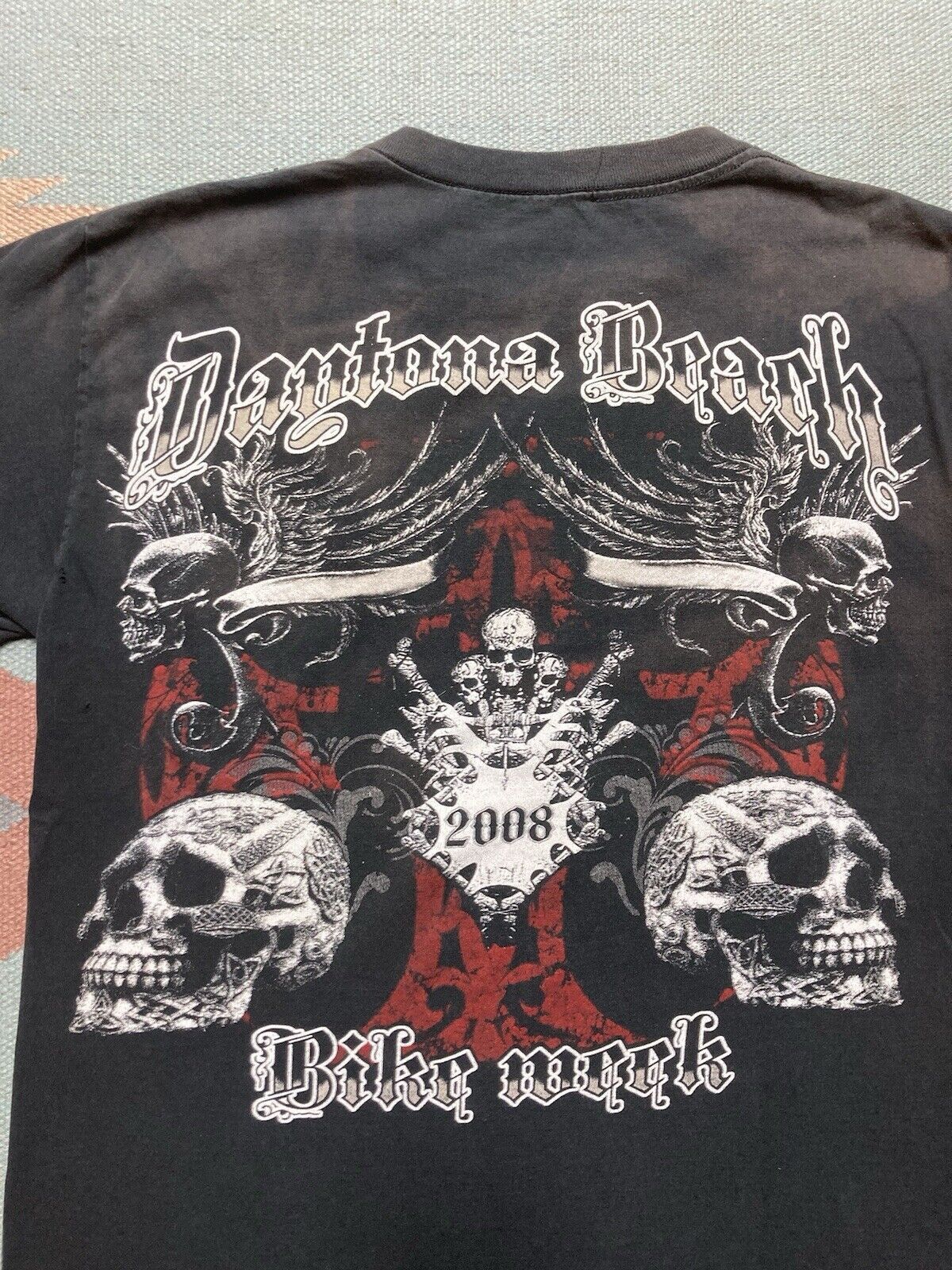 Vintage VTG y2k t shirt Daytona bike week skulls grunge faded goth M Size US M / EU 48-50 / 2 - 6 Thumbnail