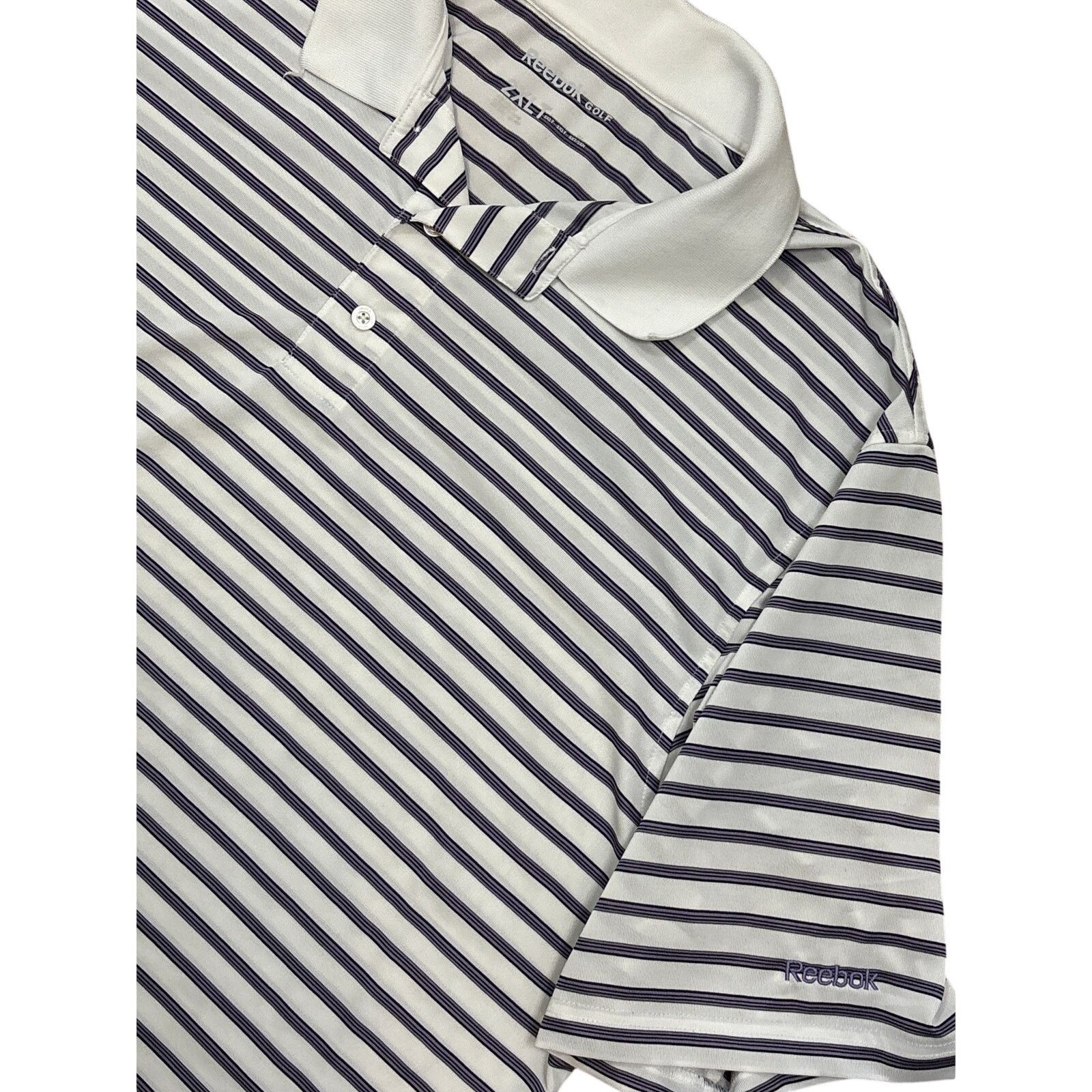 Reebok Reebok Golf white purple stripe 2XLT polo 1/4 button shirt Size US XXL / EU 58 / 5 - 2 Thumbnail
