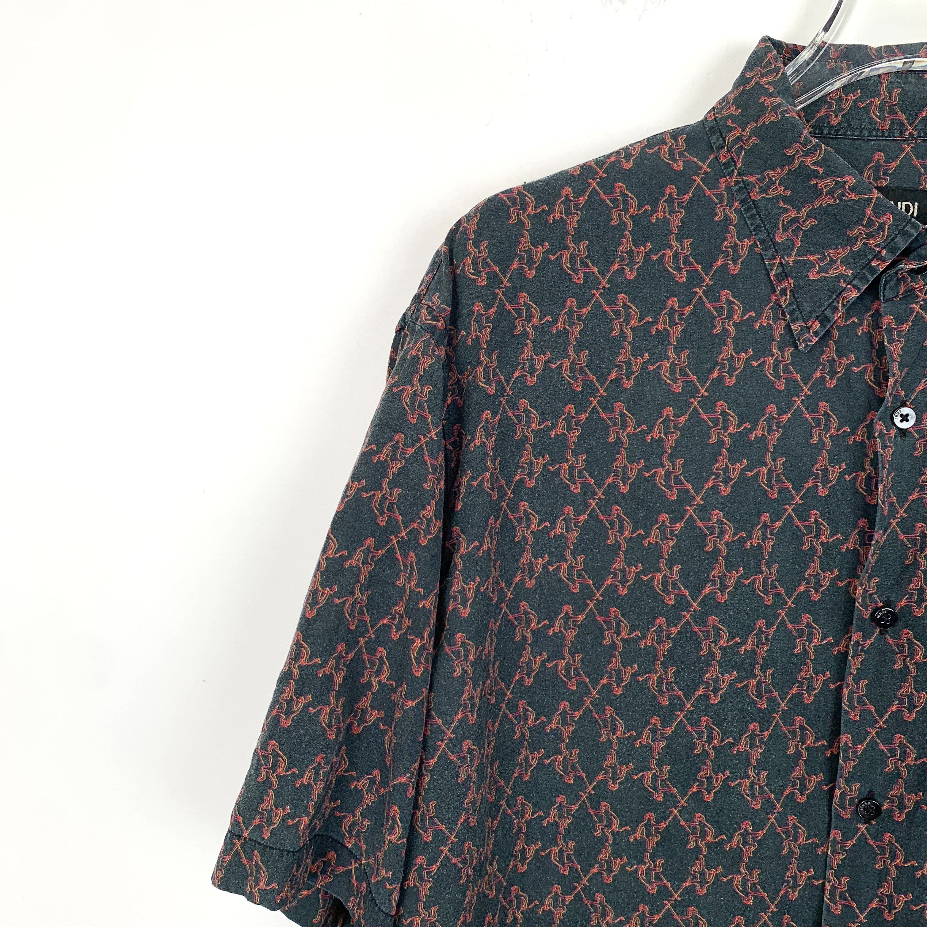 Fendi J14958 Fendi Mens Printed Button-Up Short Sleeve Shirt Size US M / EU 48-50 / 2 - 3 Thumbnail