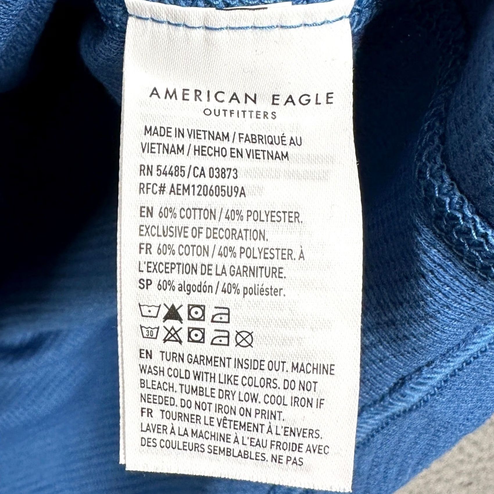 American Eagle Outfitters American Eagle T-Shirt Mens M Blue Waffle Thermal Knit Long Sleeve Crew Neck Embroidered Eagle Logo Size US M / EU 48-50 / 2 - 5 Thumbnail