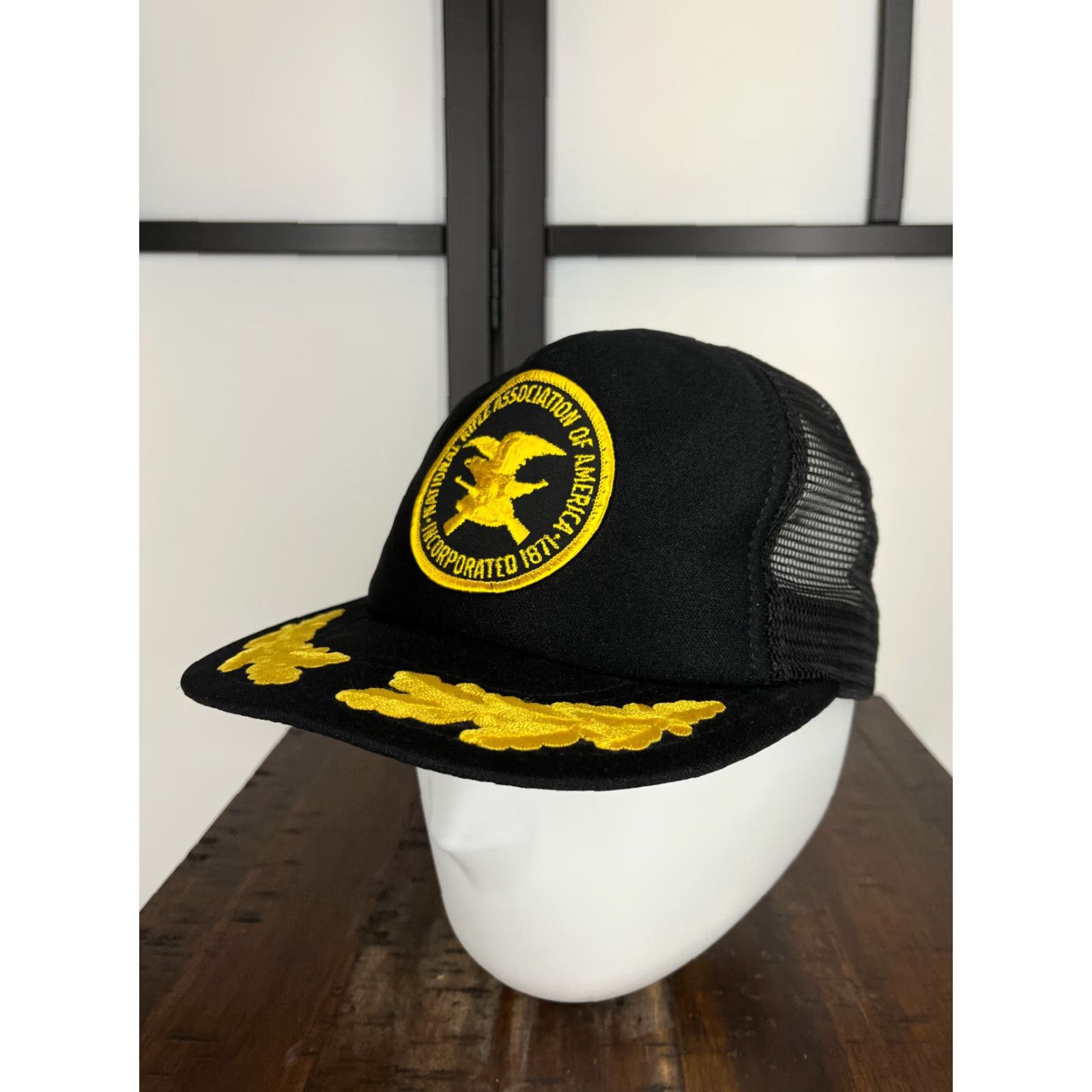 Disney VINTAGE National Rifle Association 1871 Hat Cap Snap Back Adult Black Scrambled Eggs Disney World USA 80s Micky Mouse Trucker Hat Mens Size ONE SIZE - 4 Thumbnail