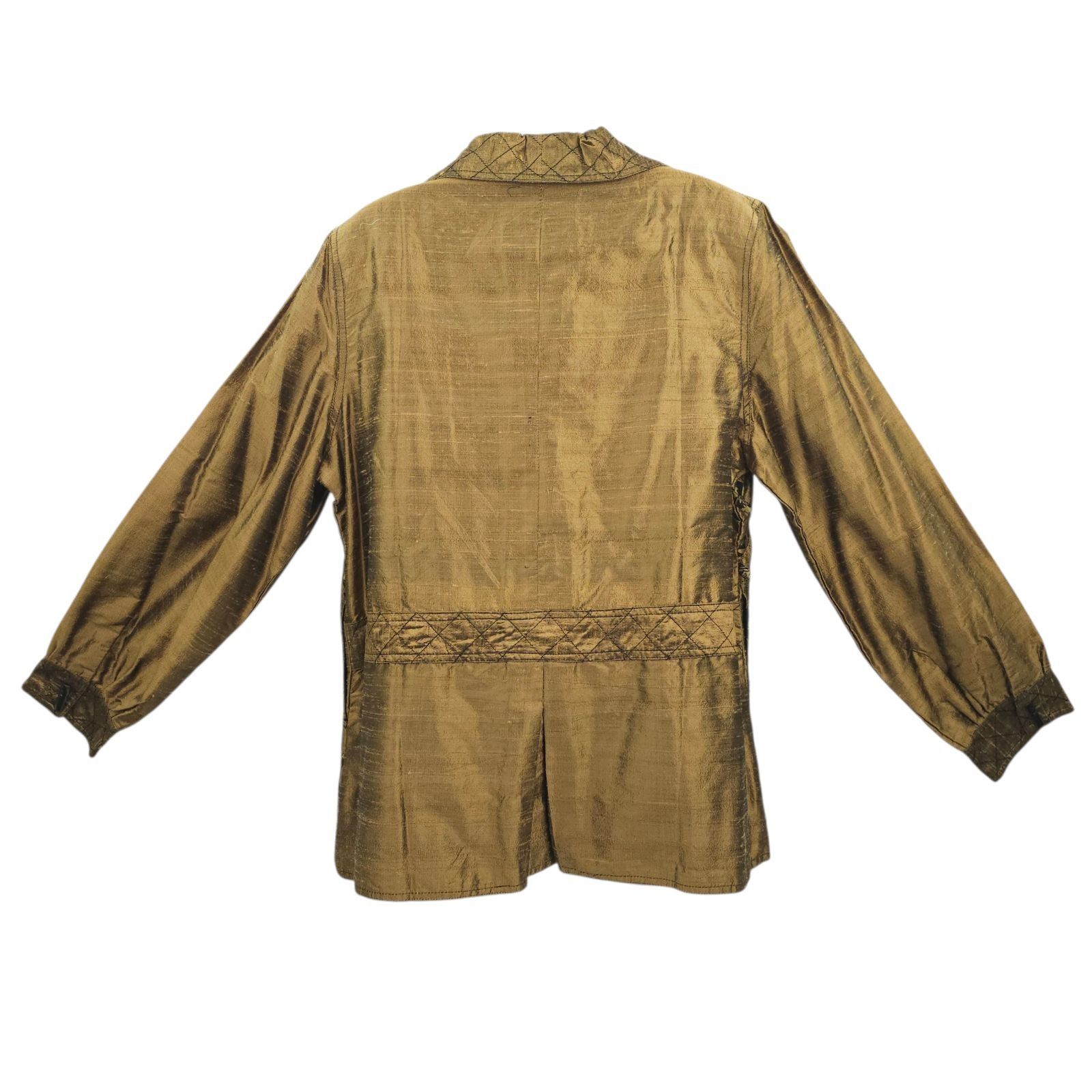 Other Yak Magik Silk Quilted Jacket XL Gold Bronze Lattice Toggle Size XL / US 12-14 / IT 48-50 - 2 Thumbnail