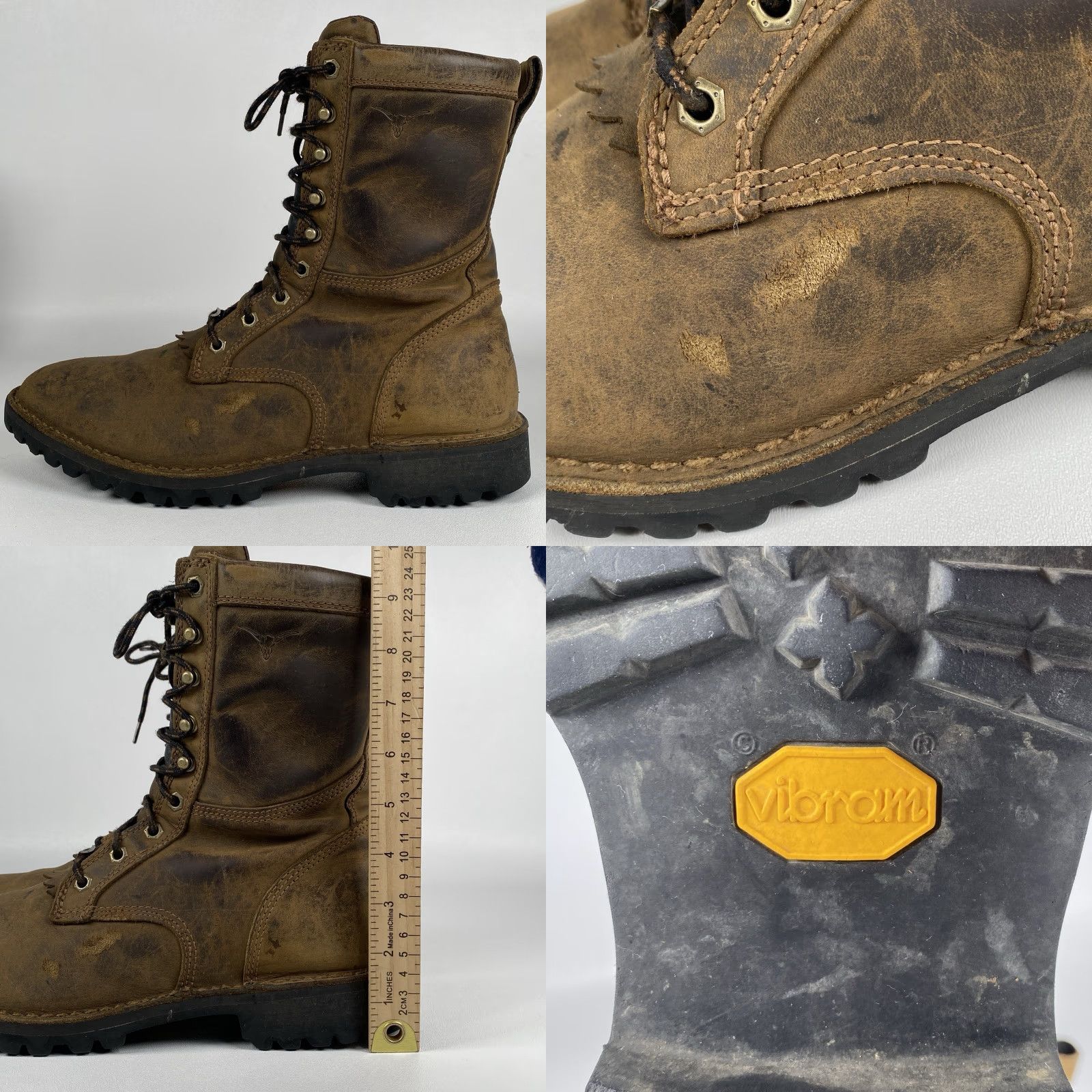 Danner Longhorn Roper GTX St Brown Leather Work Boots Mens 10.5D Leather Upper Cowboy Combat Boots USA Men’s Size 10.5 Brown D Width