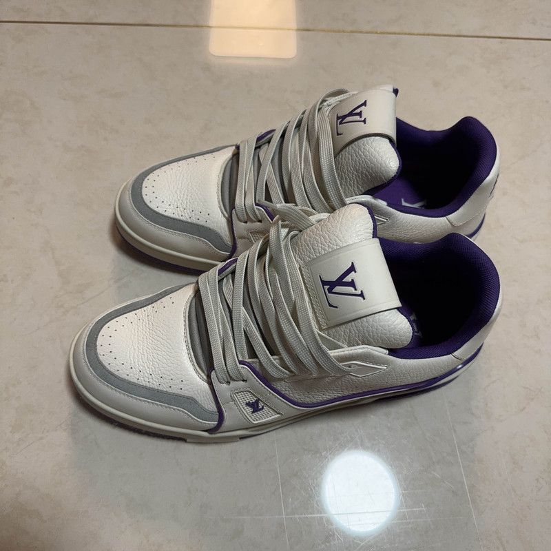 Louis Vuitton Louis Vuitton Trainer Low-Top Sneakers with Purple Highlights 0079 Size US 8 / EU 41 - 1 Thumbnail