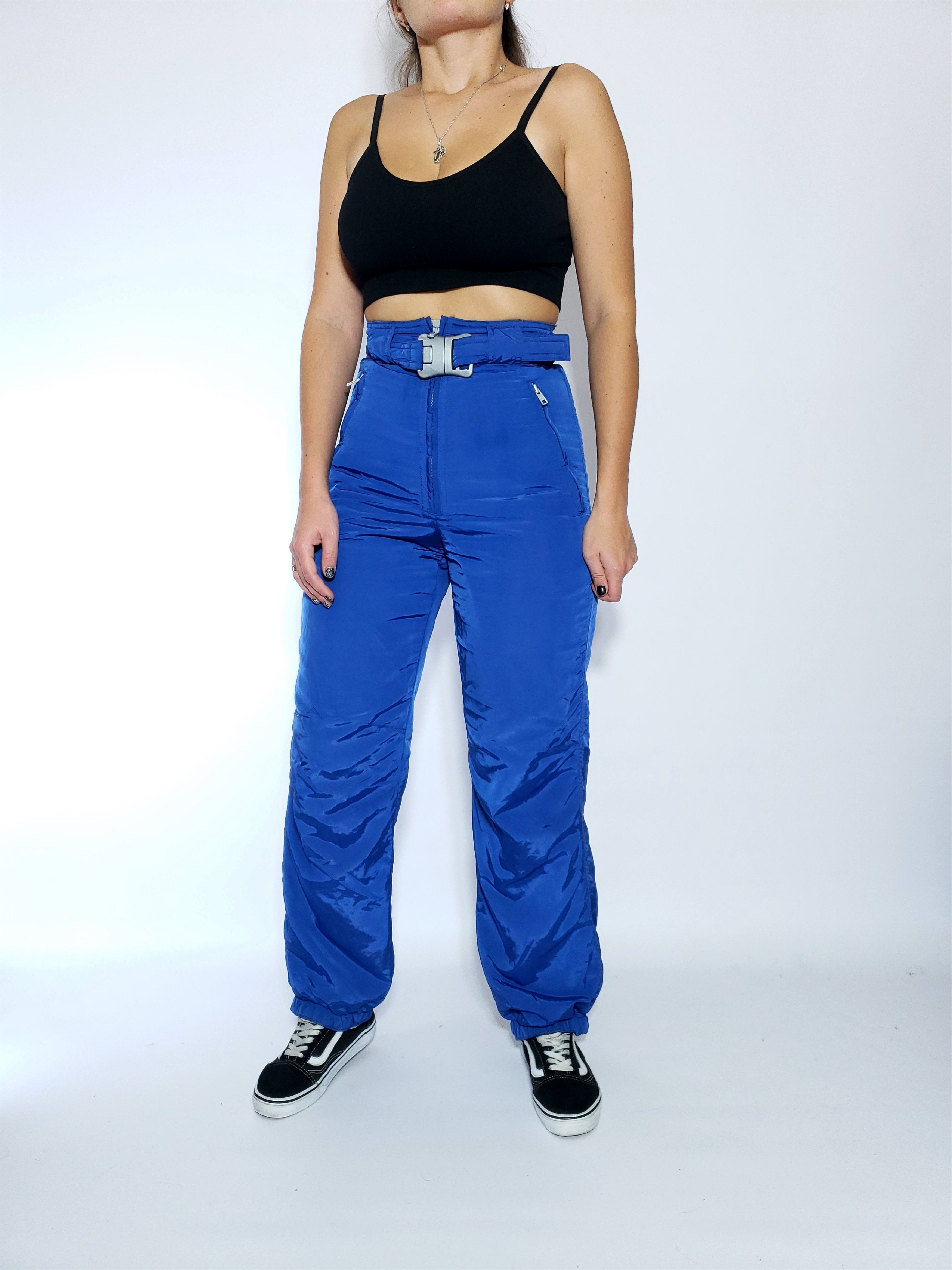 Ellesse Ellesse Vintage SKI Pants WARM Blue with belt like Nylon Size 26" / US 2 / IT 38 - 10 Thumbnail