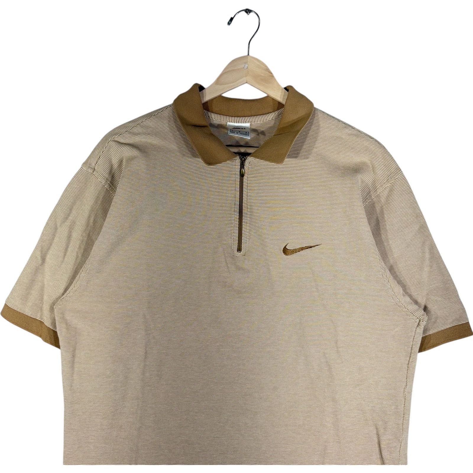 Nike Vintage Nike Mini Swoosh Logo 1/4 Zip Short Sleeve Polo L Size US L / EU 52-54 / 3 - 2 Thumbnail