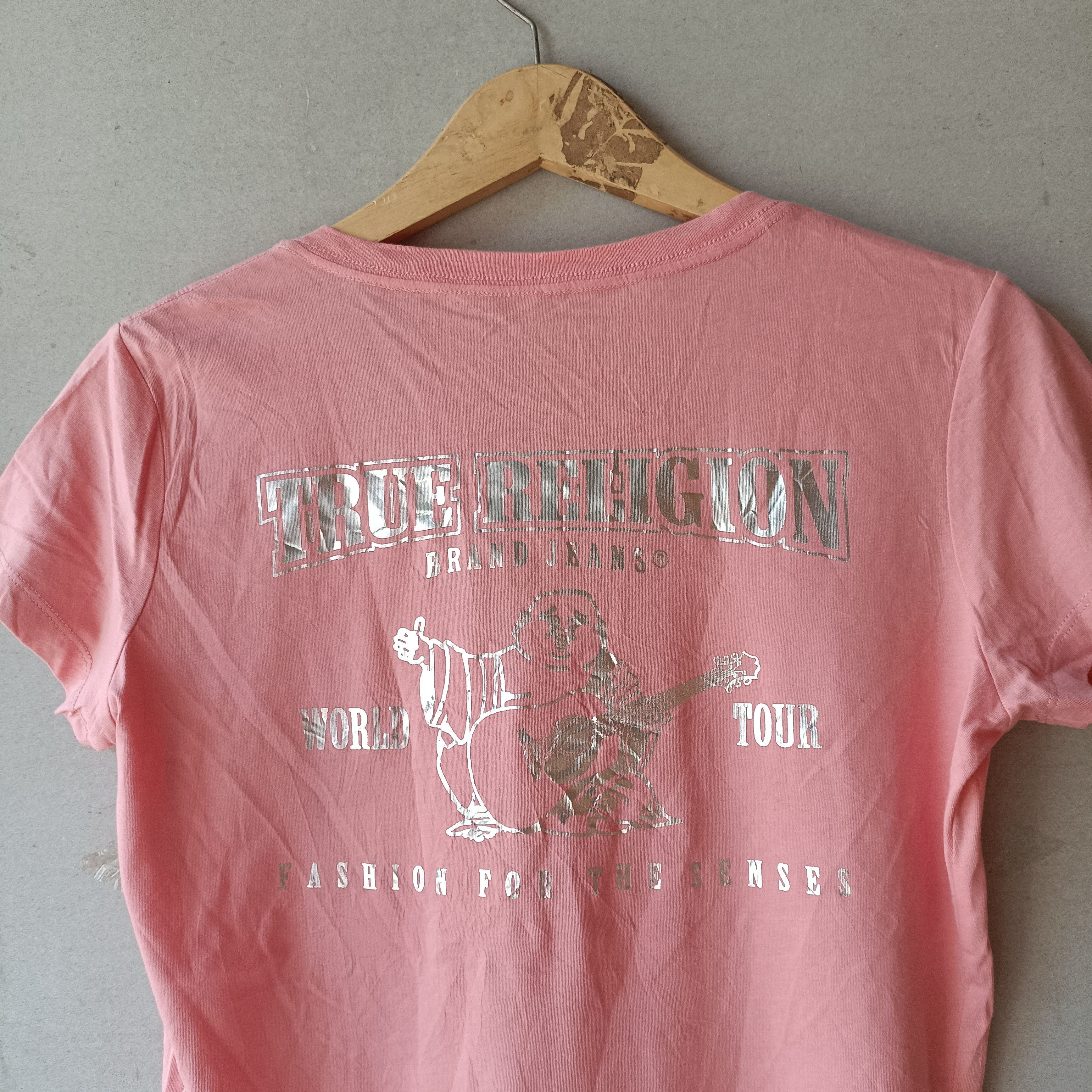 True Religion True Religion Foil Slim Vneck Shirt Pink baby tee y2k 2000s Size S / US 4 / IT 40 - 3 Thumbnail