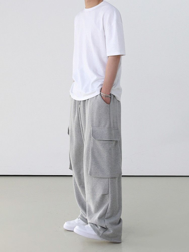 Japanese Brand Gray Baggy Cargo Sweatpants Size US 31 - 3 Thumbnail