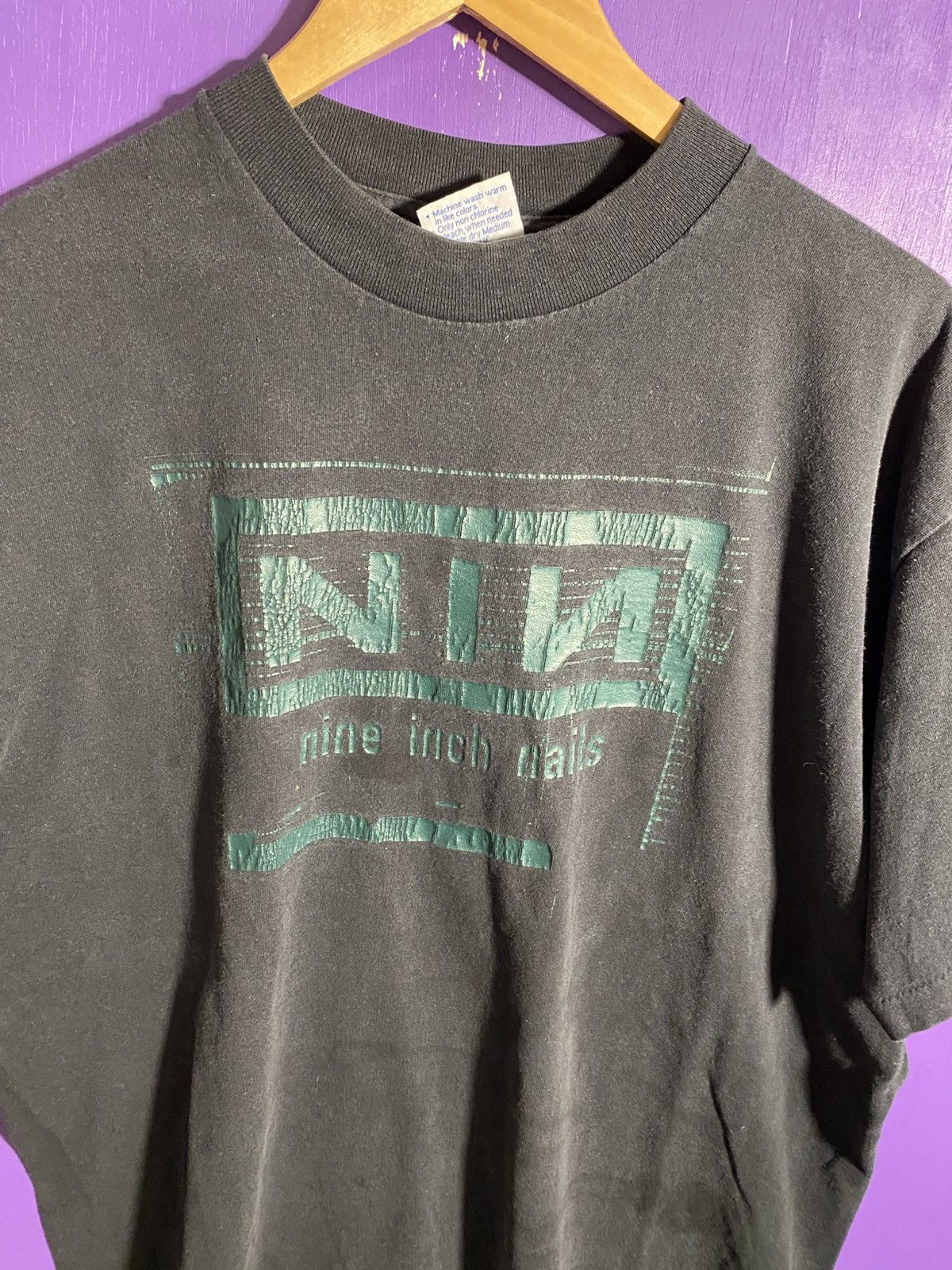 Band Tees × Vintage Vintage 90s Nine inch nails faded green logo tour tee Size US XL / EU 56 / 4 - 3 Thumbnail
