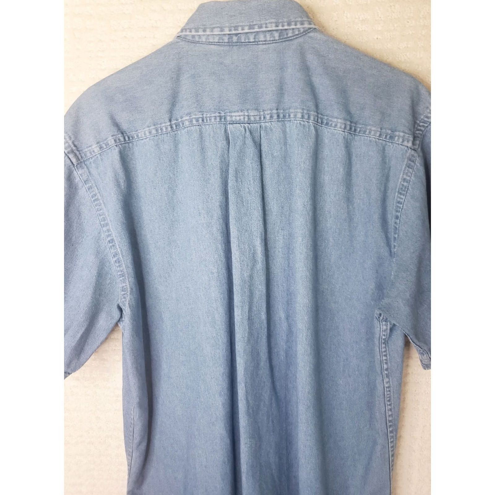 Denime Harrinton Denim Shirt Men's L Short Sleeve Button-Up SC Flag Embroidered Palmetto Crescent Moon Blue Denim Shirt Size US L / EU 52-54 / 3 - 7 Thumbnail