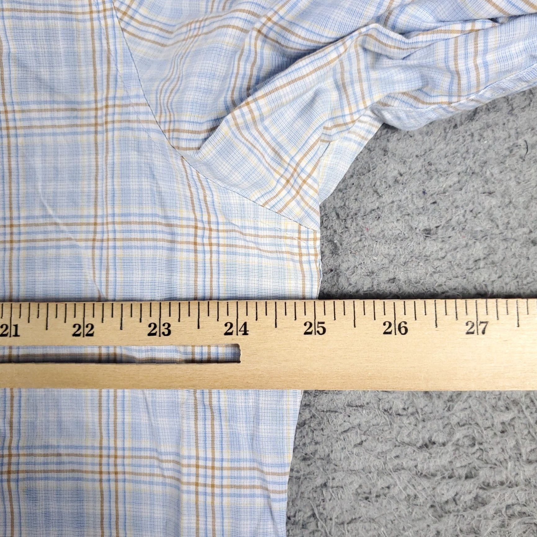 Vintage Penguin Dress Shirt Mens 17 Blue Plaid Long Sleeve Button Up Regular Fit Size 46R - 7 Thumbnail