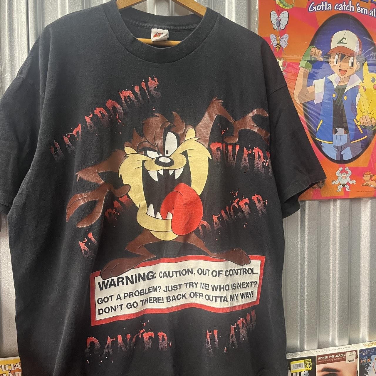 Vintage Rare VTG 90's Looney Tunes Single Stitch Taz Danger T Shirt Size US XL / EU 56 / 4 - 3 Thumbnail