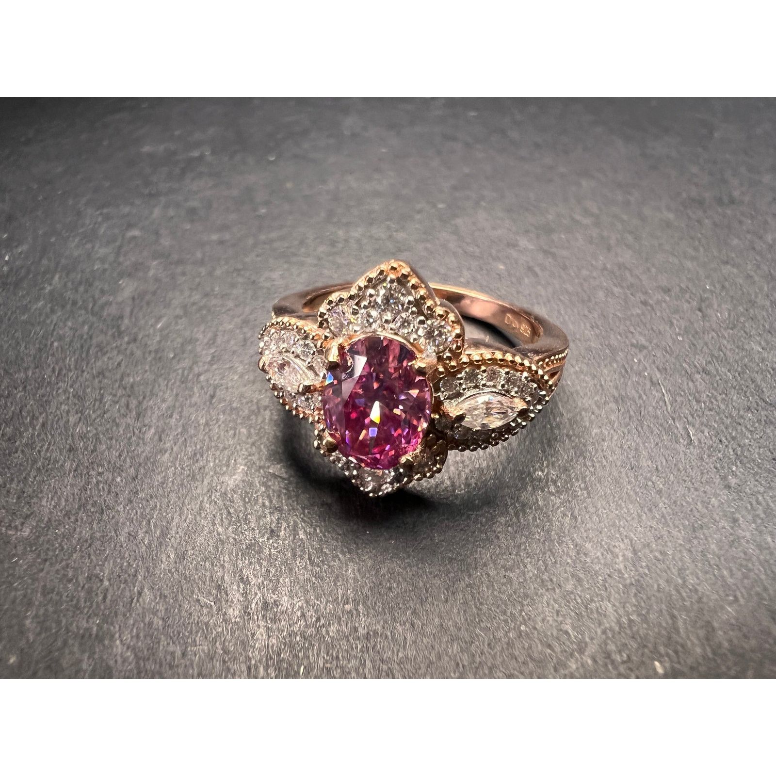 Other NEW Pink Moissanite ring in rose gold vermeil 925 size 6 Size ONE SIZE - 4 Thumbnail