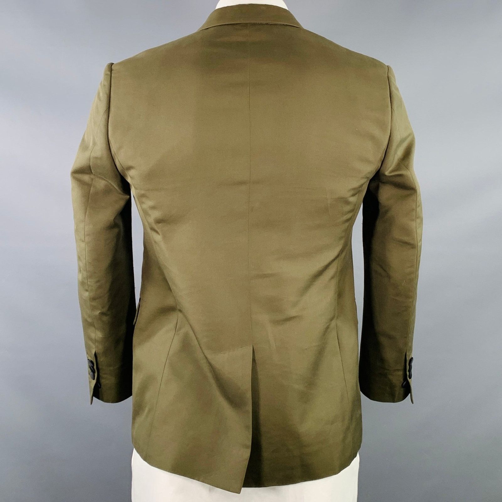 Dsquared2 Olive Green Black Cotton Three Button Peak Lapel Sport Coat Size 42R - 4 Thumbnail