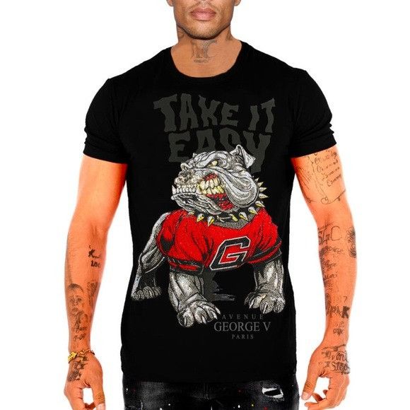 George V Paris Men’s Designer Black George V T-shirt from Paris with rhine Size US L / EU 52-54 / 3 - 1 Preview