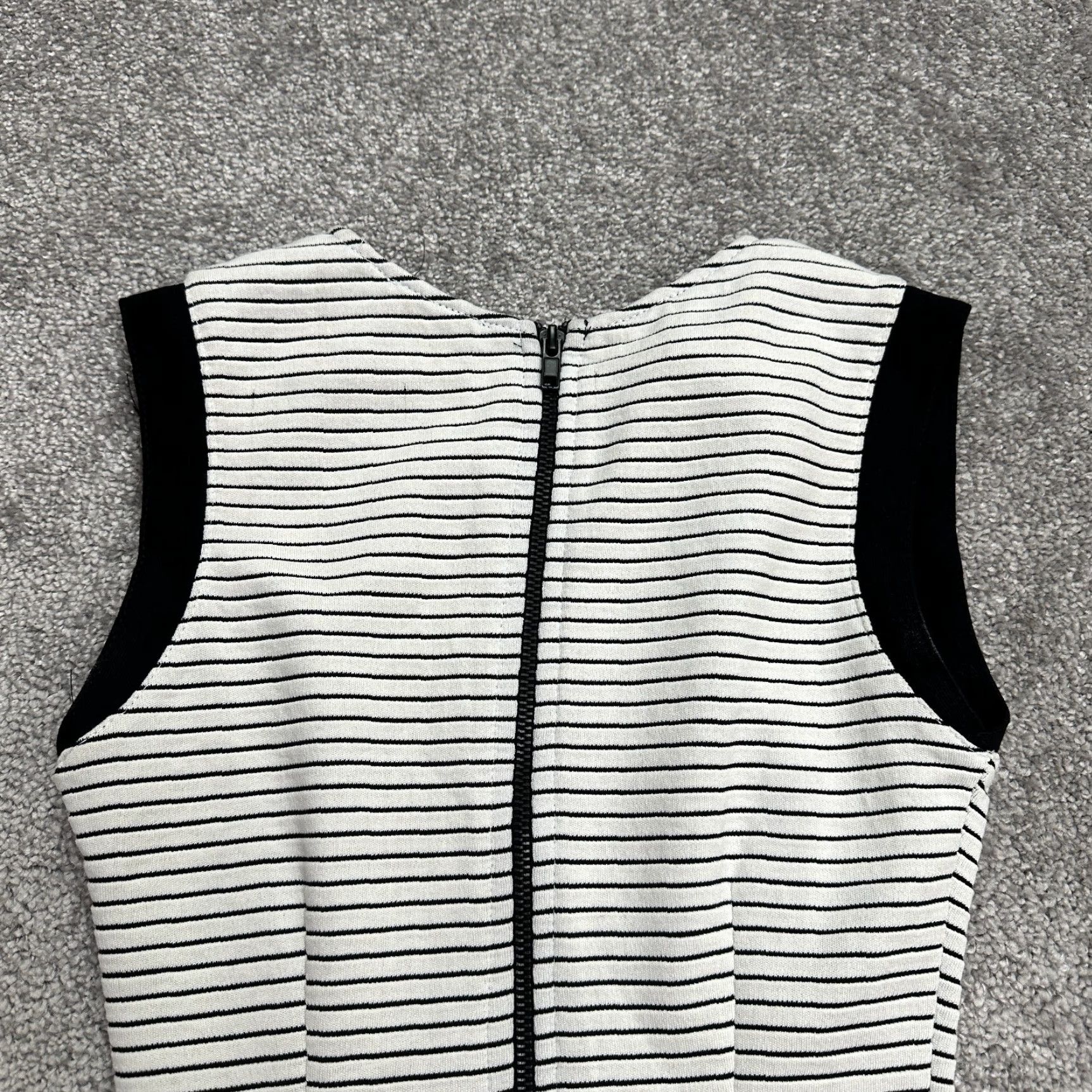 AQUA Aqua Dress XS White Black Stripe Sleeveless Bodycon Midi Women Size XS / US 0-2 / IT 36-38 - 3 Thumbnail
