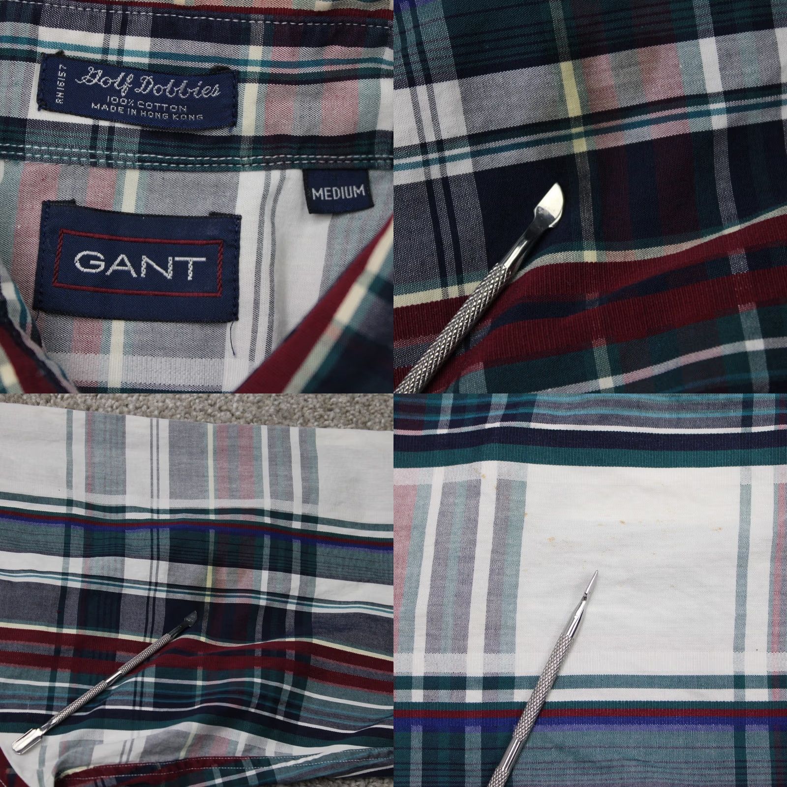 Gant GANT Button-Up Shirt Mens Medium Green Red 100% Cotton Long Sleeve Twill Button-Down Chest 48in Striped 90s Vintage: No Size US M / EU 48-50 / 2 - 8 Thumbnail