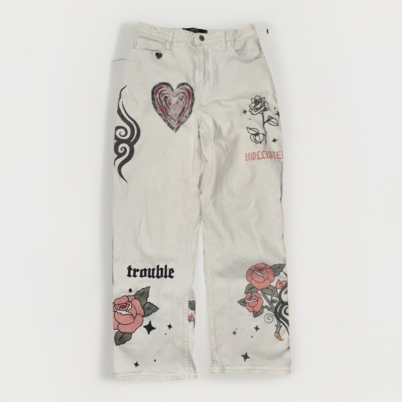 Hollister Hollister Ultra High Rise White Graphic Jeans Size 7R 28x31 Size 28" / US 6 / IT 42 - 1 Thumbnail