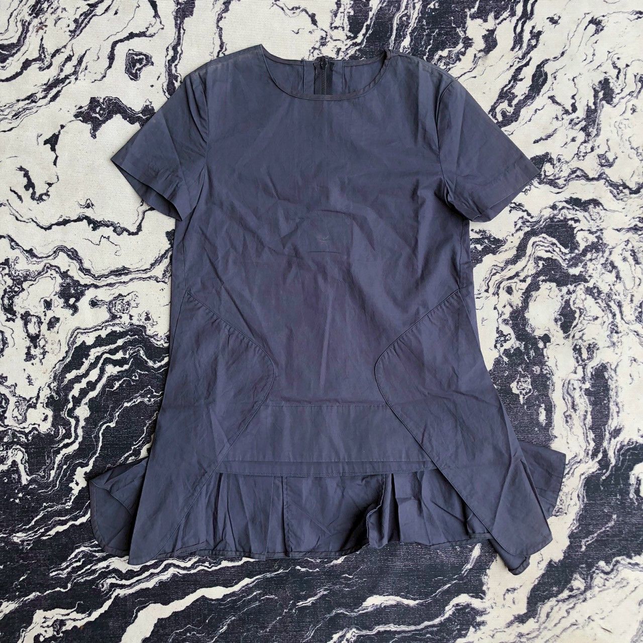 Marni Vintage Marni Navy Ruffle Hem Cotton Top 38 Size XS / US 0-2 / IT 36-38 - 1 Thumbnail