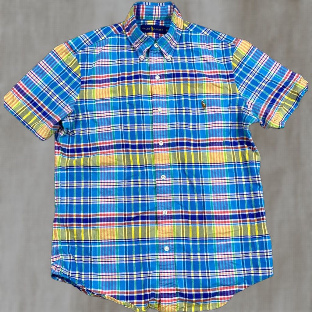 Ralph Lauren Ralph Lauren Shirt Men Small Blue Yellow Plaid Oxford Cloth Button Up Flesh Pony Size US S / EU 44-46 / 1 - 1 Thumbnail