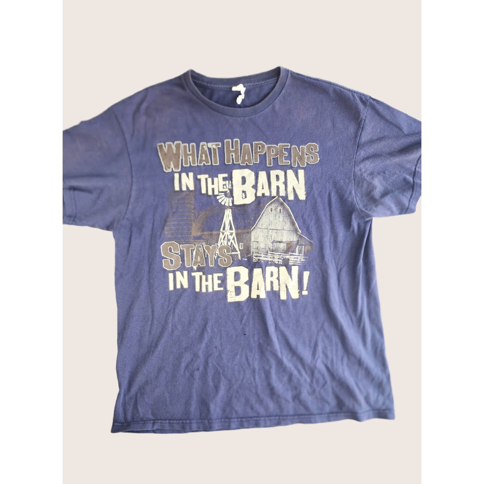 Vintage Lifestyle Classics Y2K What Happens in the Barn Graphic T Shirt L Blue Distressed Barn Theme Men Shirt Regular Fit Mens Size US L / EU 52-54 / 3 - 1 Thumbnail